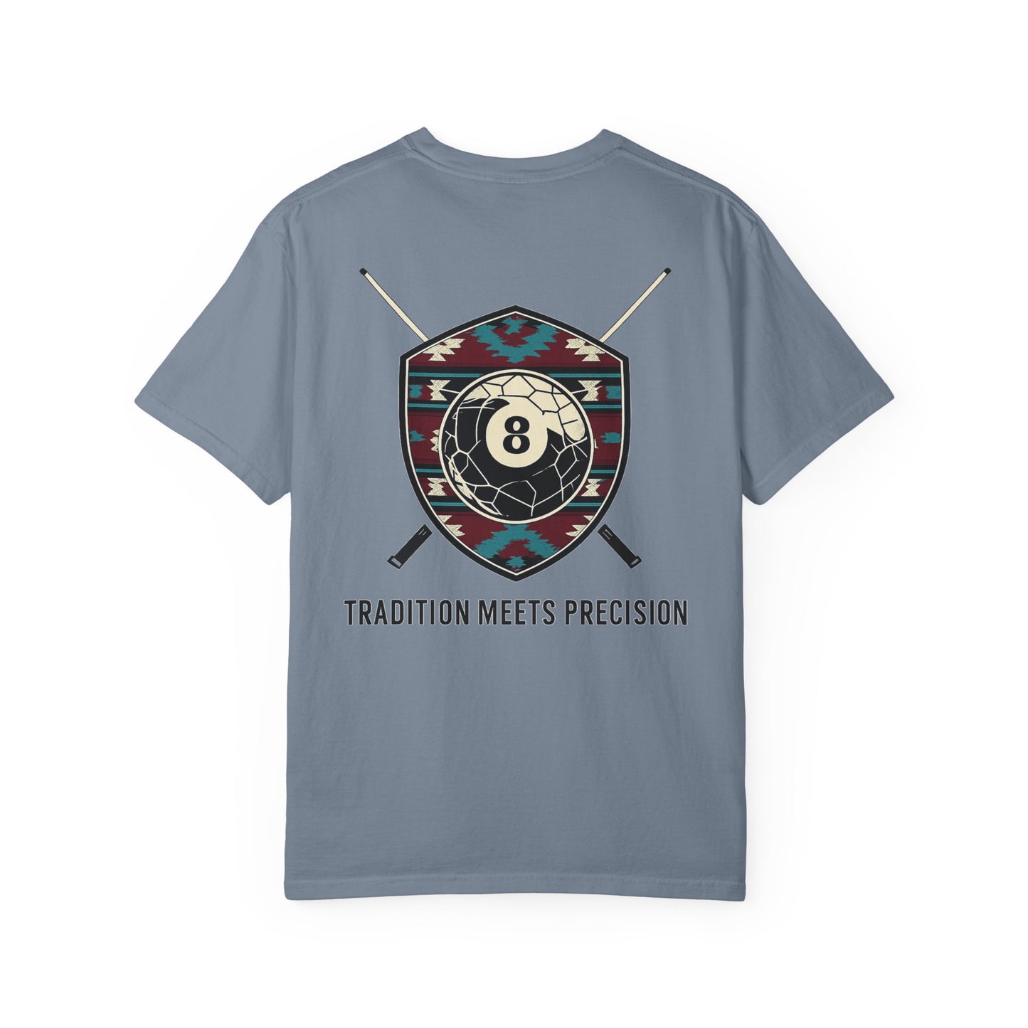 Tradition Meets Precision Pool 8-Ball Crest Comfort Colors Tee