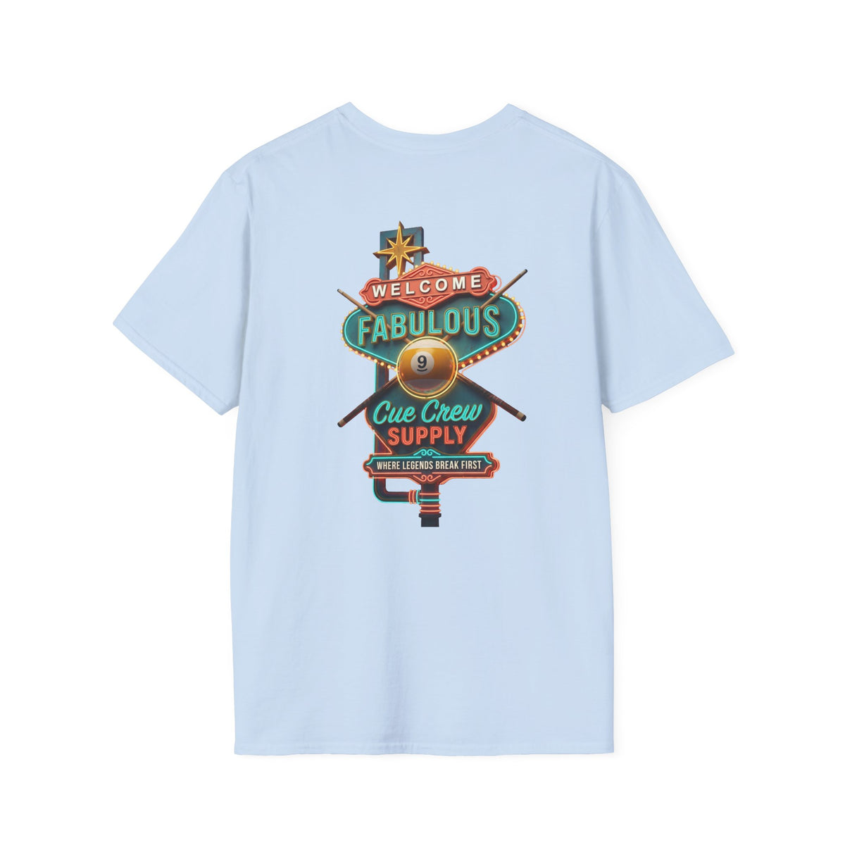 Welcome to Fabulous Cue Crew Supply Billiards T-Shirt | Las Vegas Pool Player Graphic Tee | Front & Back Print