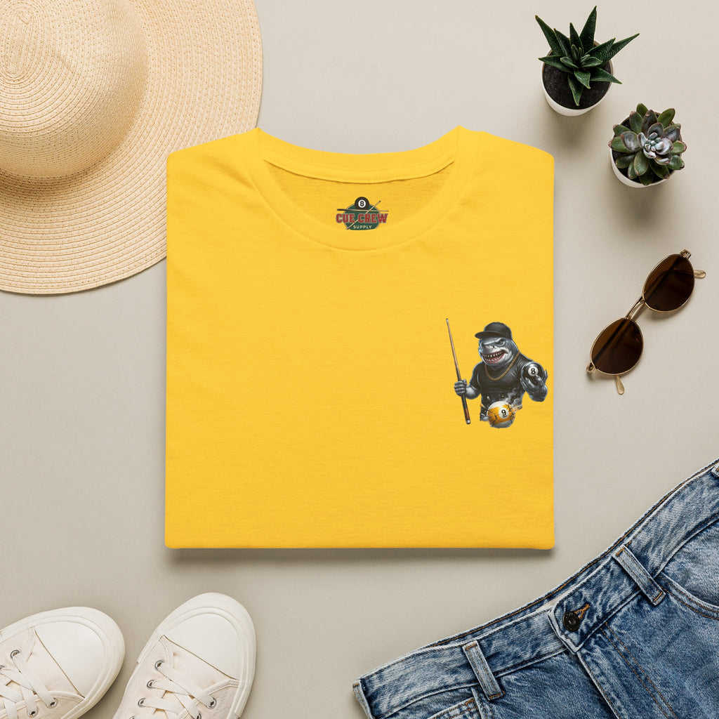 Pool Hall Predator Shark Billiards T-Shirt | Front & Back Print Gangster 8 Ball & Breaking 9 Ball Graphic Unisex Tee