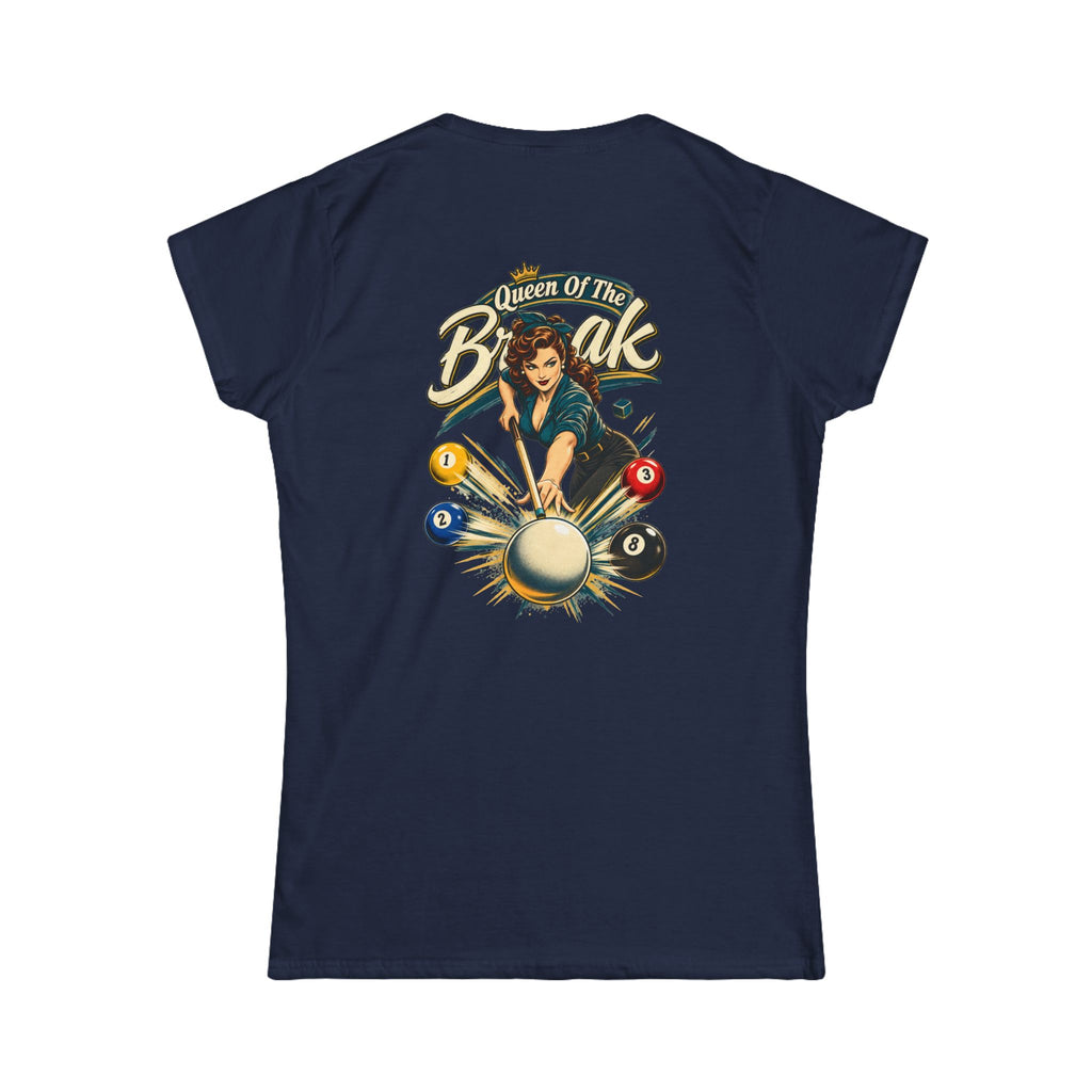 Queen of the Break Women’s Billiards T-Shirt – Front & Back Pool Tee