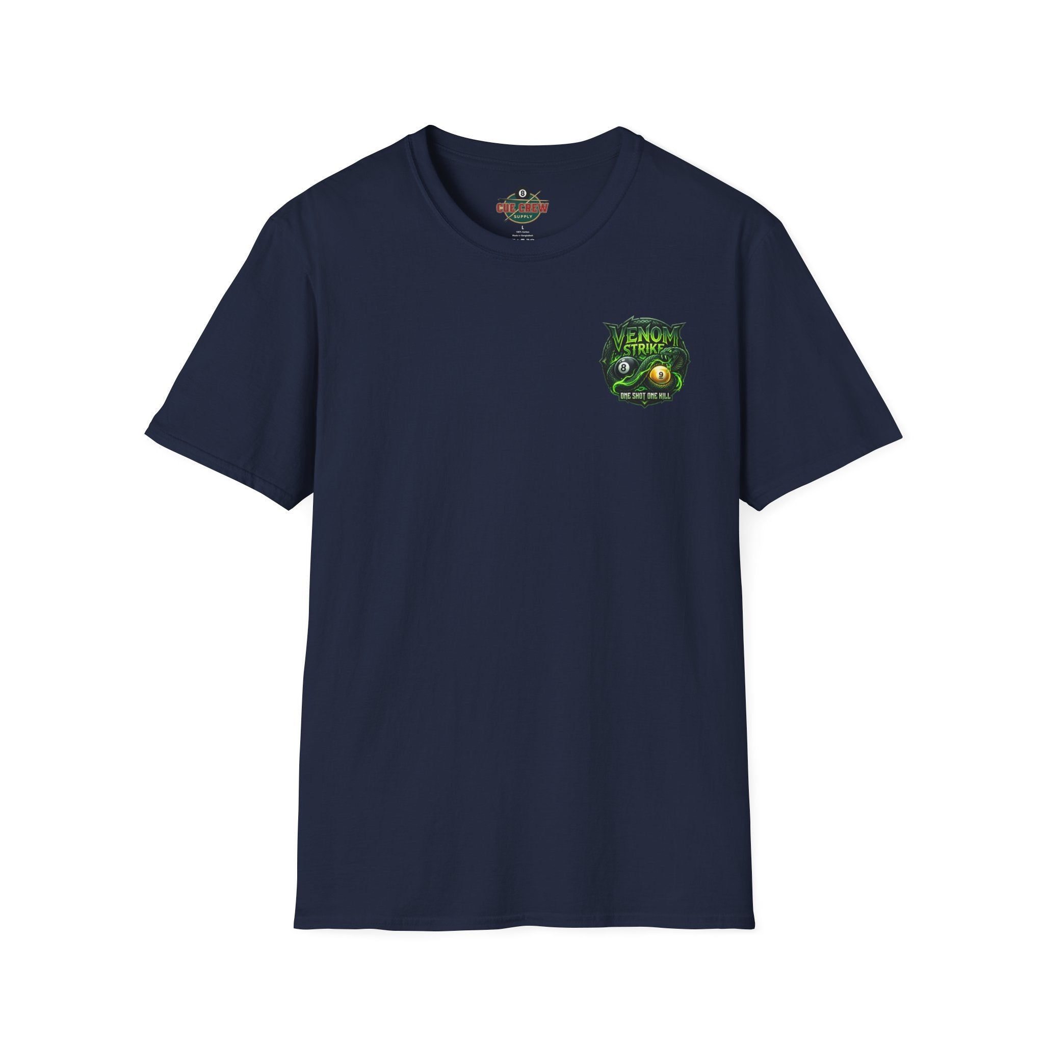 Venom Strike Snake Billiards T-Shirt | One Shot One Kill Pool Player Graphic Tee | Front & Back Print