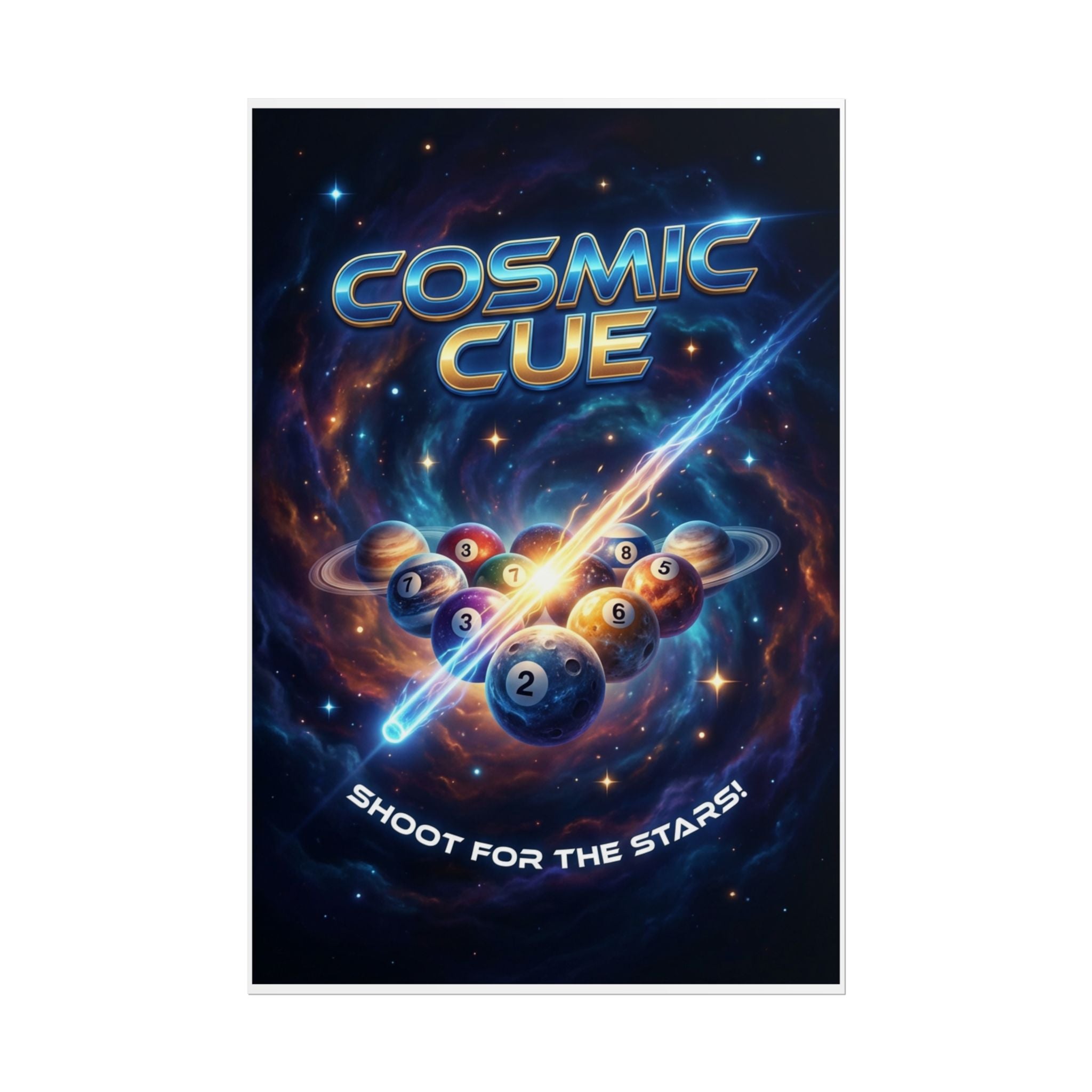 Cosmic Cue Shoot for the Stars Billiards Wall Art Rolled Poster