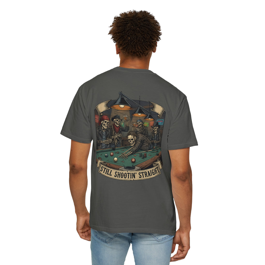 Still Shootin' Straight Pool Skeleton Comfort Colors Tee
