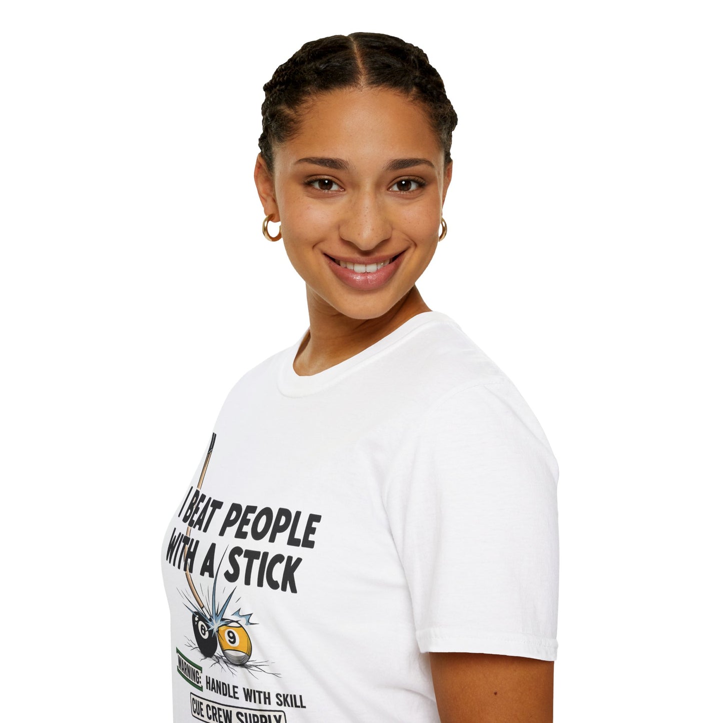 I Beat People With A Stick Funny Billiards Core Line Gildan Tee