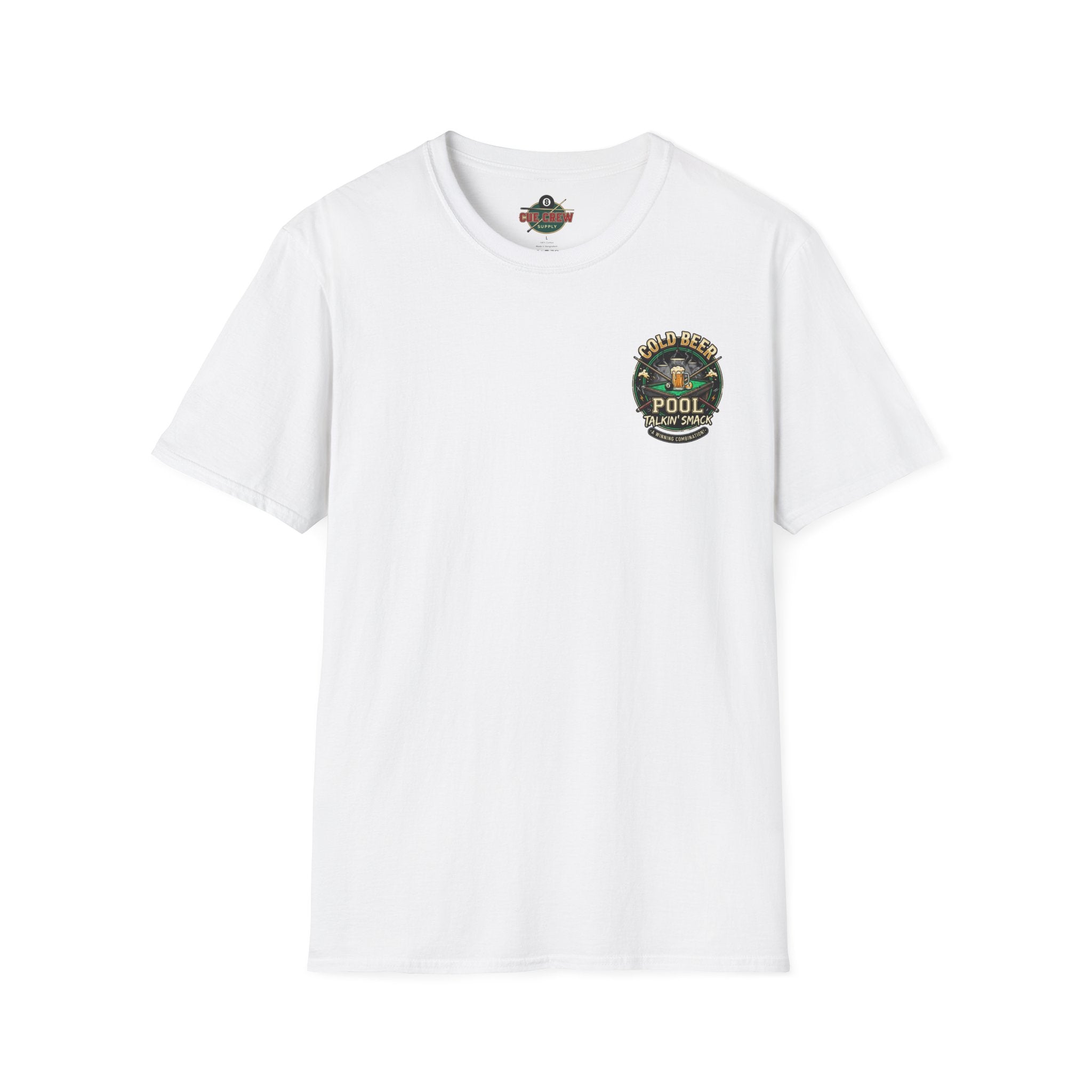 Cold Beer, Pool & Talkin' Smack Billiards T-Shirt | Funny Pool Player Graphic Tee | Front & Back Print