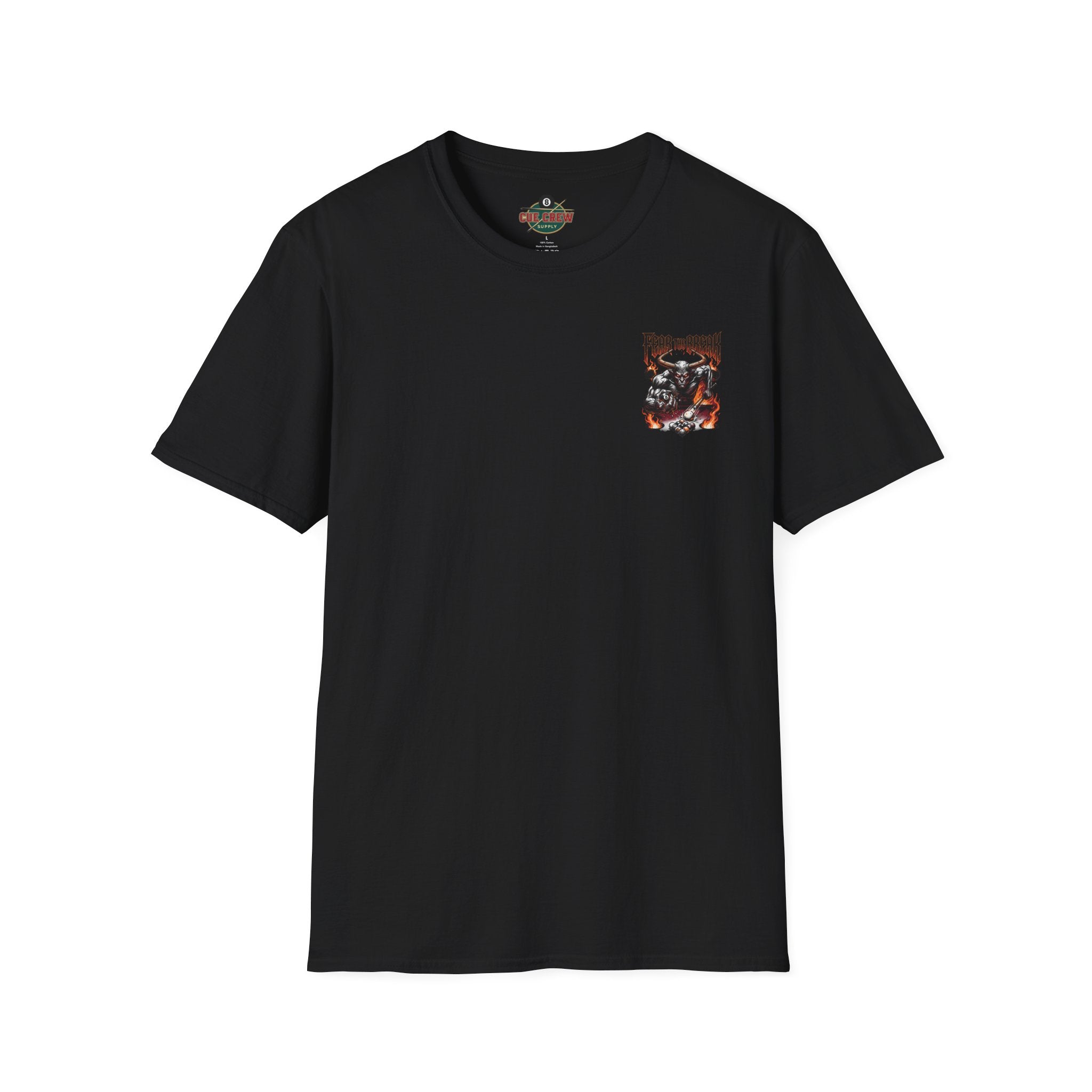 Fear The Break Demon Billiards T-Shirt | Fiery Pool Player Graphic Tee | Front & Back Print