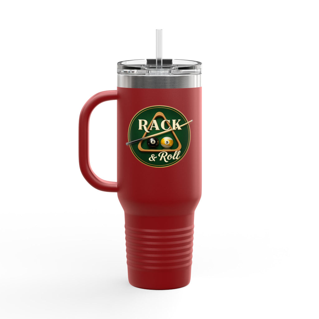 Rack & Roll Billiards Pool Cue Logo 40oz Insulated Travel Mug