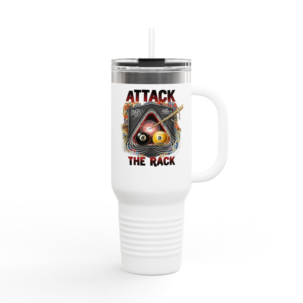 Attack the Rack 40oz Insulated Travel Mug — Pool Cue Billiards Tumbler