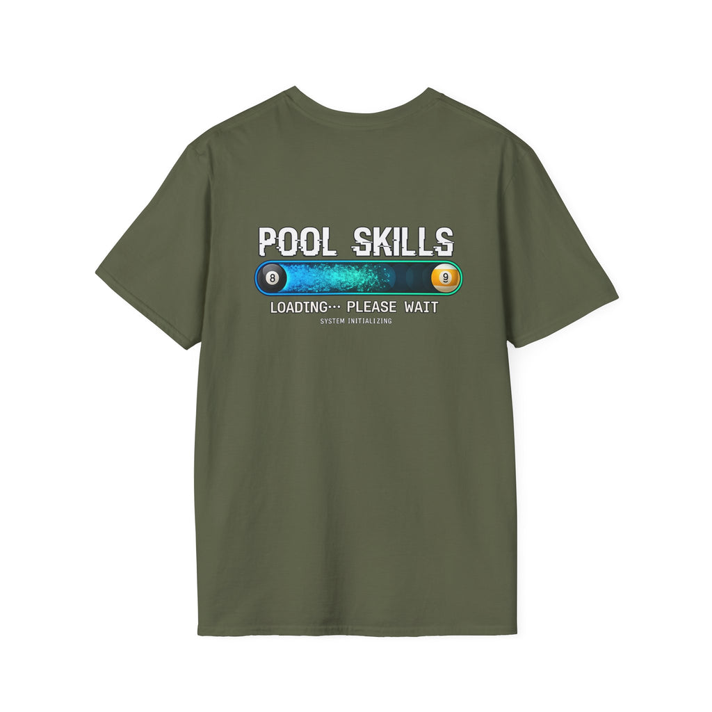 Pool Skills Loading Funny Billiards T-Shirt | Gamer Style Pool Player Graphic Tee | Front & Back Print