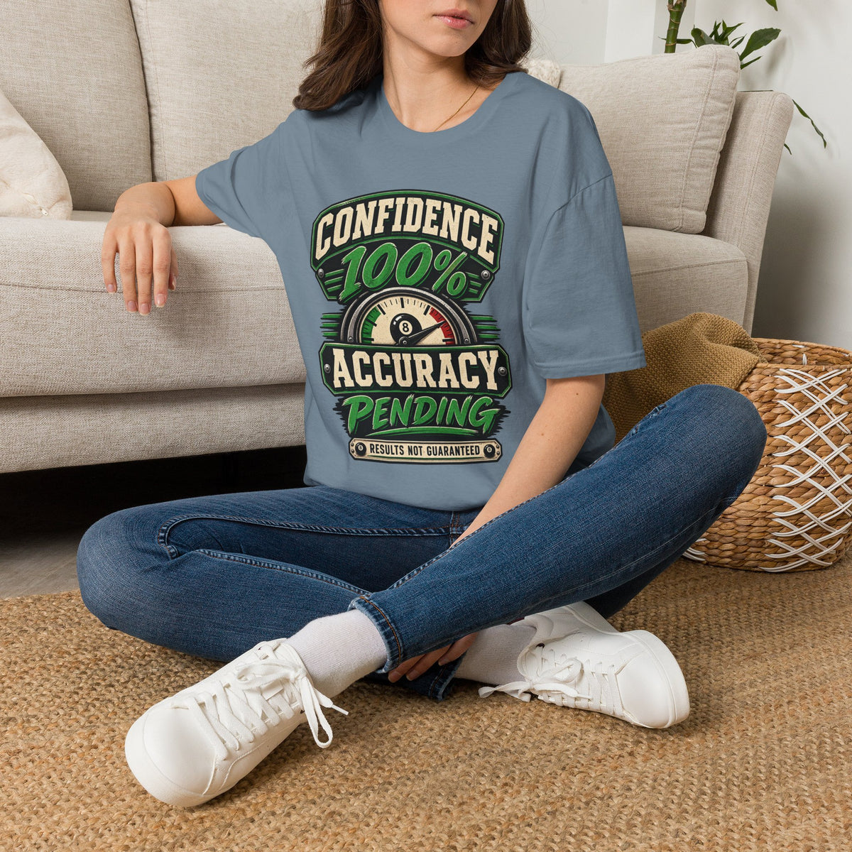 Confidence 100% Accuracy Pending – Funny Billiards T-Shirt – Pool Player Tee