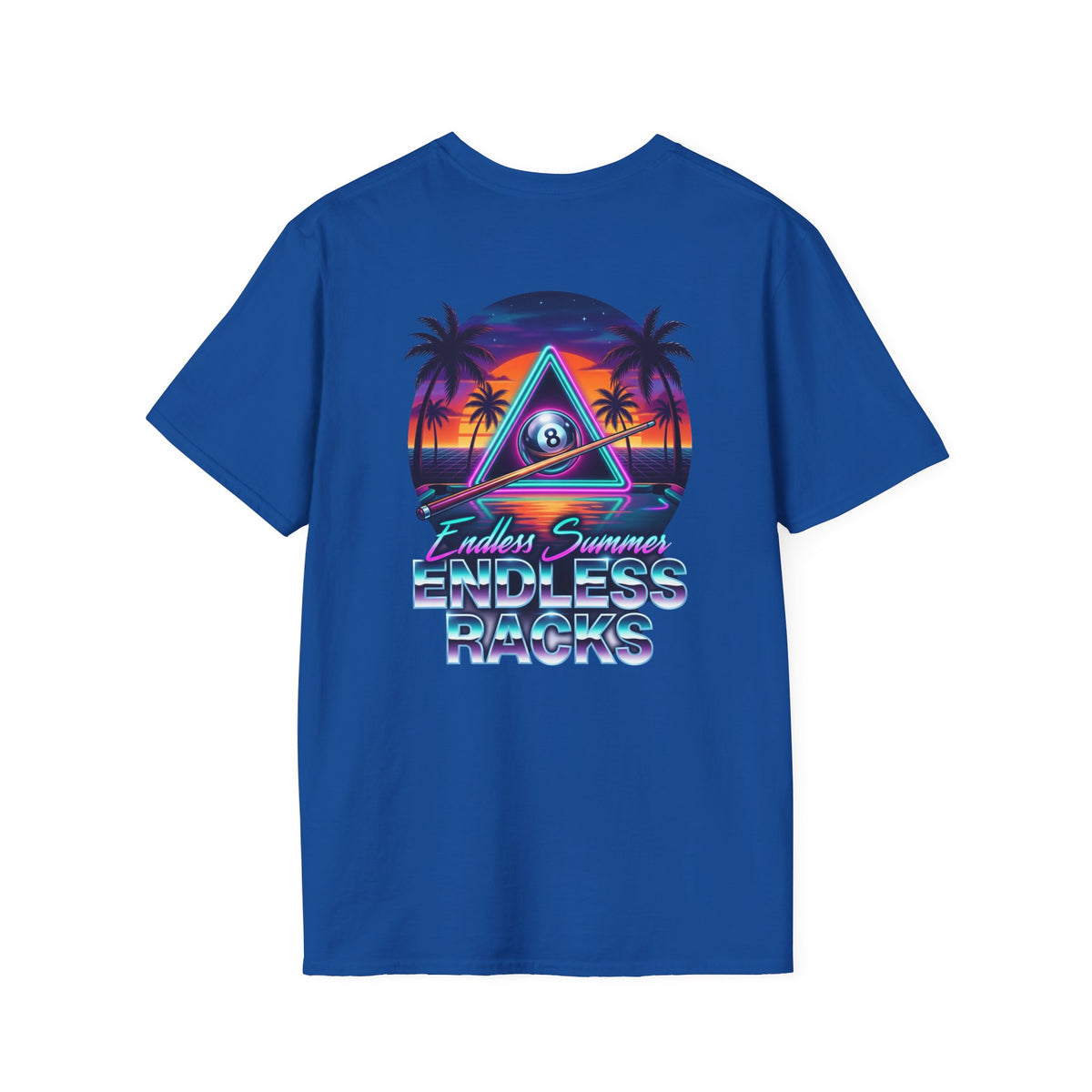 Endless Summer Endless Racks Billiards T-Shirt | Retro Sunset Pool Player Graphic Tee | Tropical 8 Ball Beach Vibes Shirt