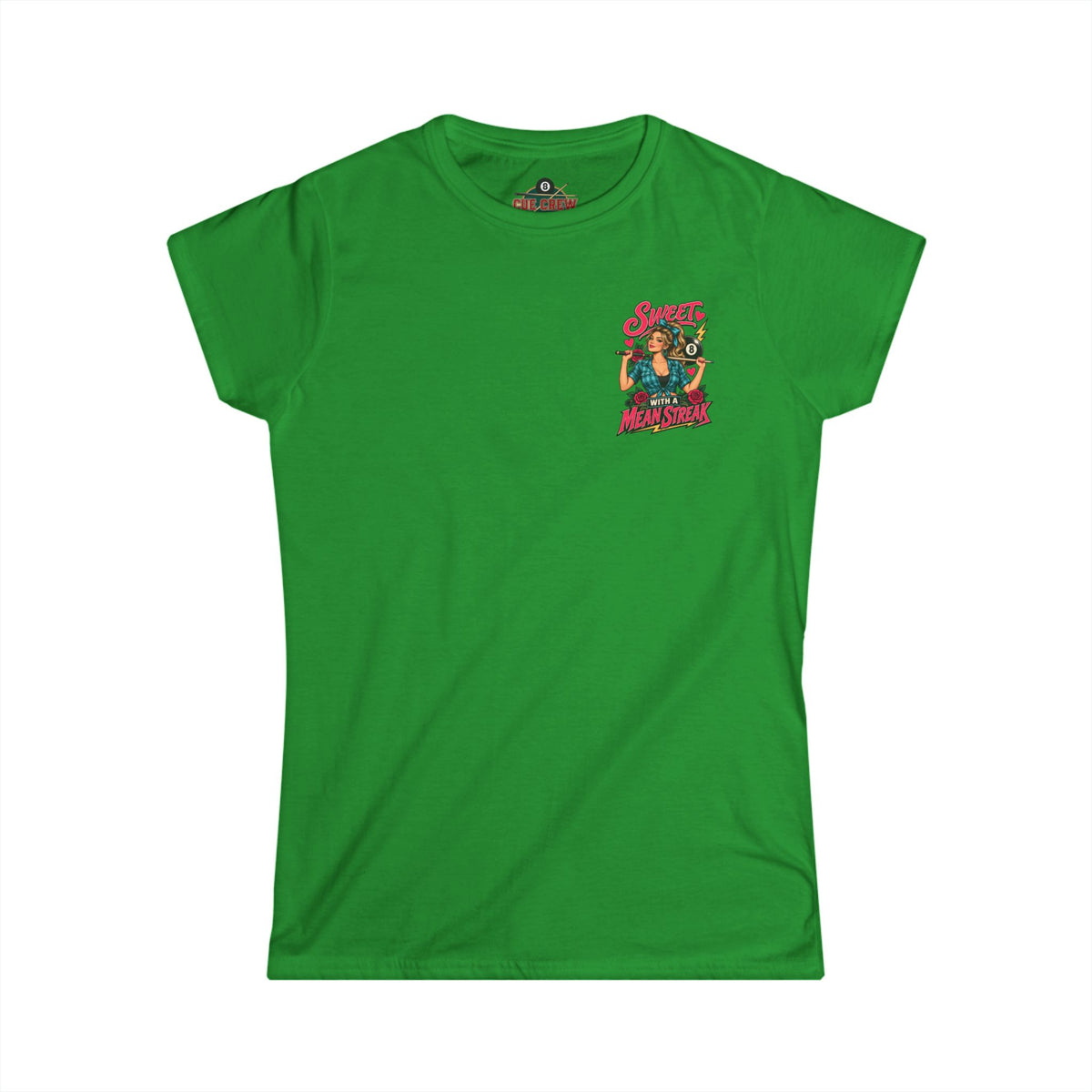 Sweet With a Mean Streak – Women’s Billiards T-Shirt – Front & Back Pool Tee