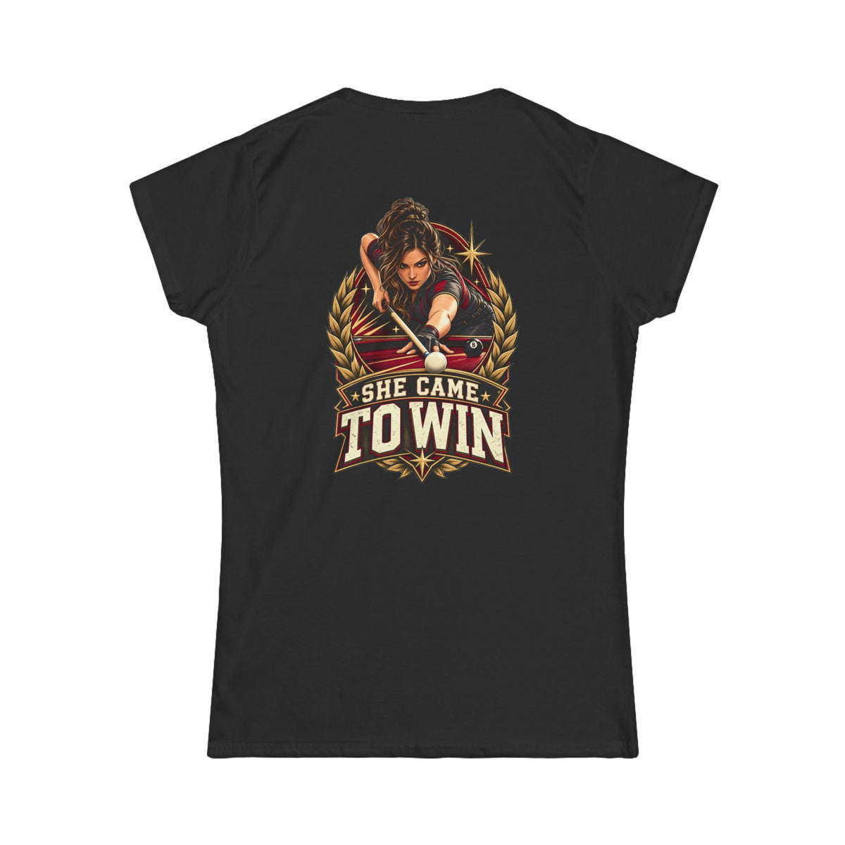 She Came To Win Women’s Billiards T-Shirt – Front & Back Pool Tee