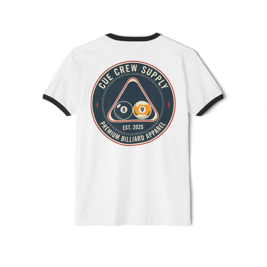 Cue Crew Supply Logo V11 Next Level Ringer Tee