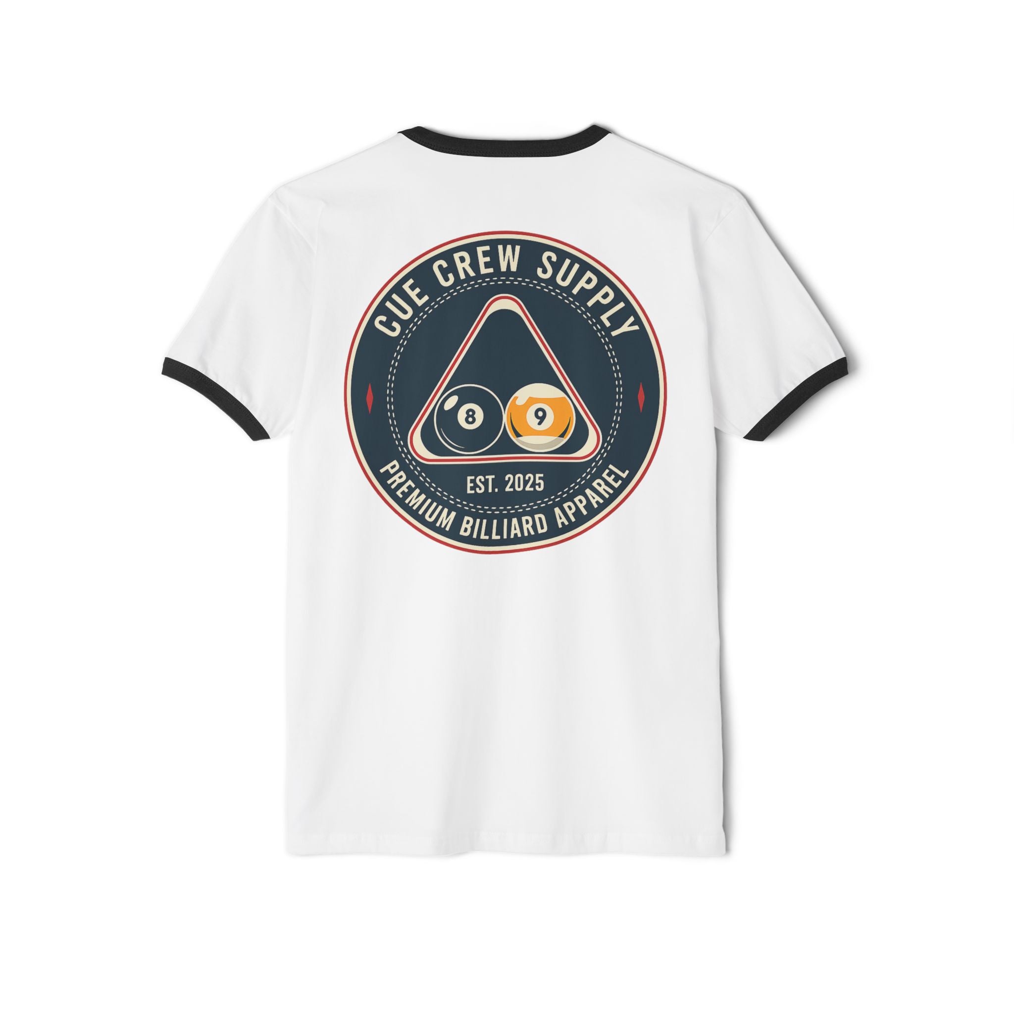 Cue Crew Supply Logo V11 Next Level Ringer Tee