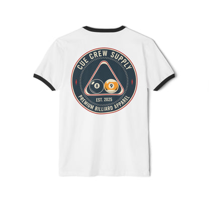 Cue Crew Supply Logo V11 Next Level Ringer Tee