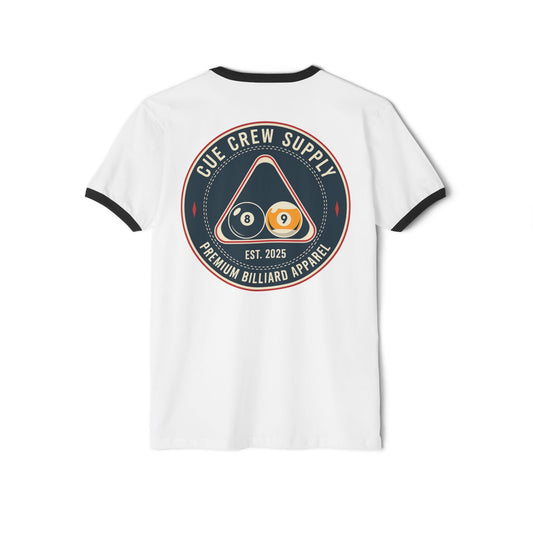 Cue Crew Supply Logo V11 Next Level Ringer Tee