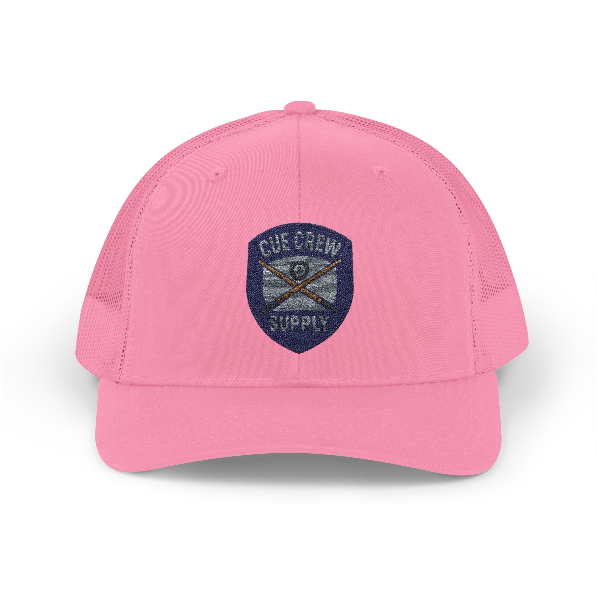 Cue Crew Supply V1 Embroidered Patch Trucker Hat - Yupoong