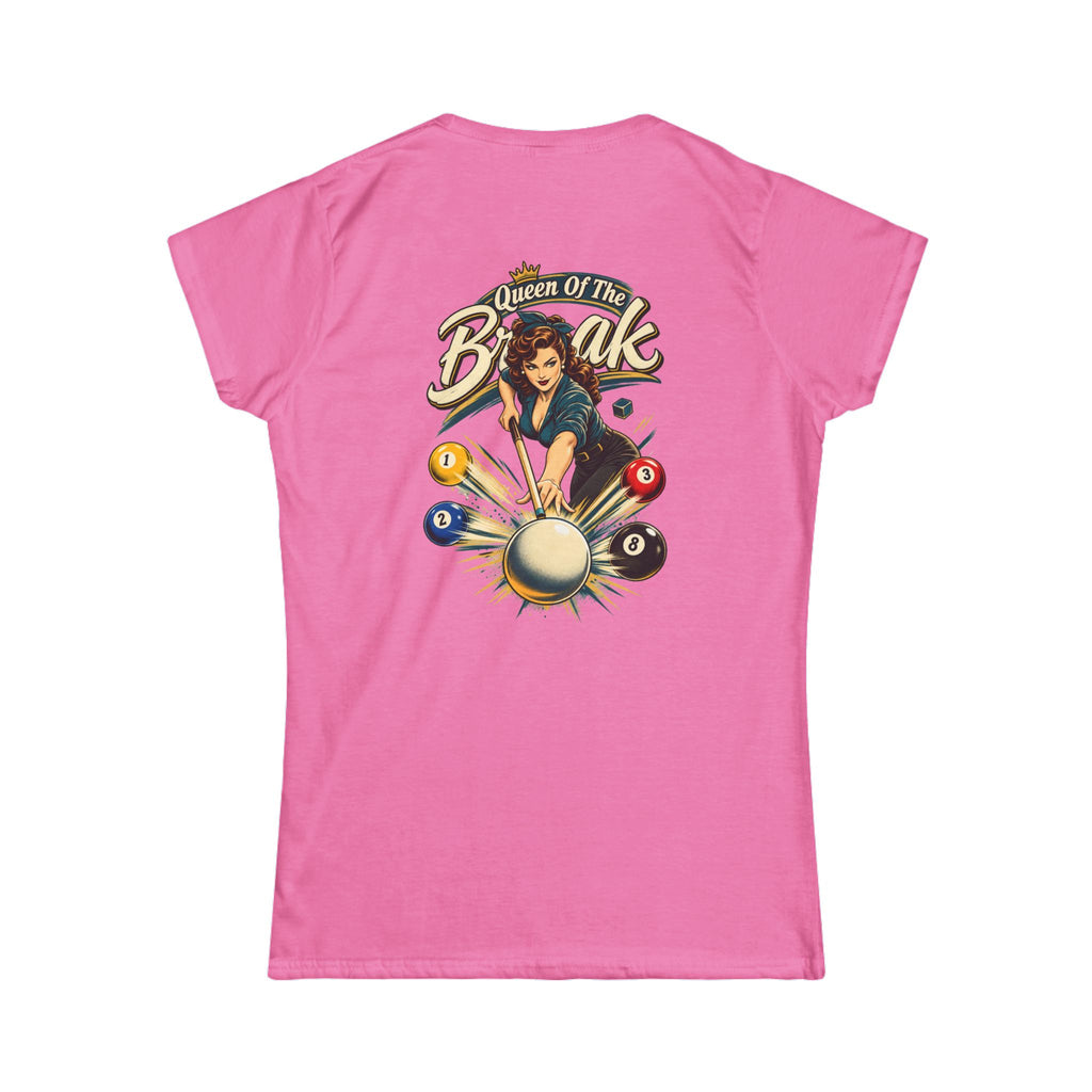 Queen of the Break Women’s Billiards T-Shirt – Front & Back Pool Tee