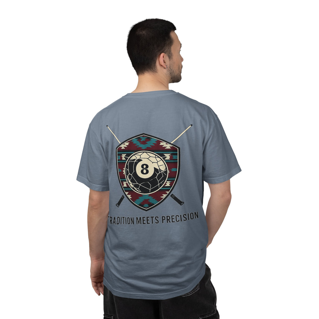Tradition Meets Precision Pool 8-Ball Crest Comfort Colors Tee