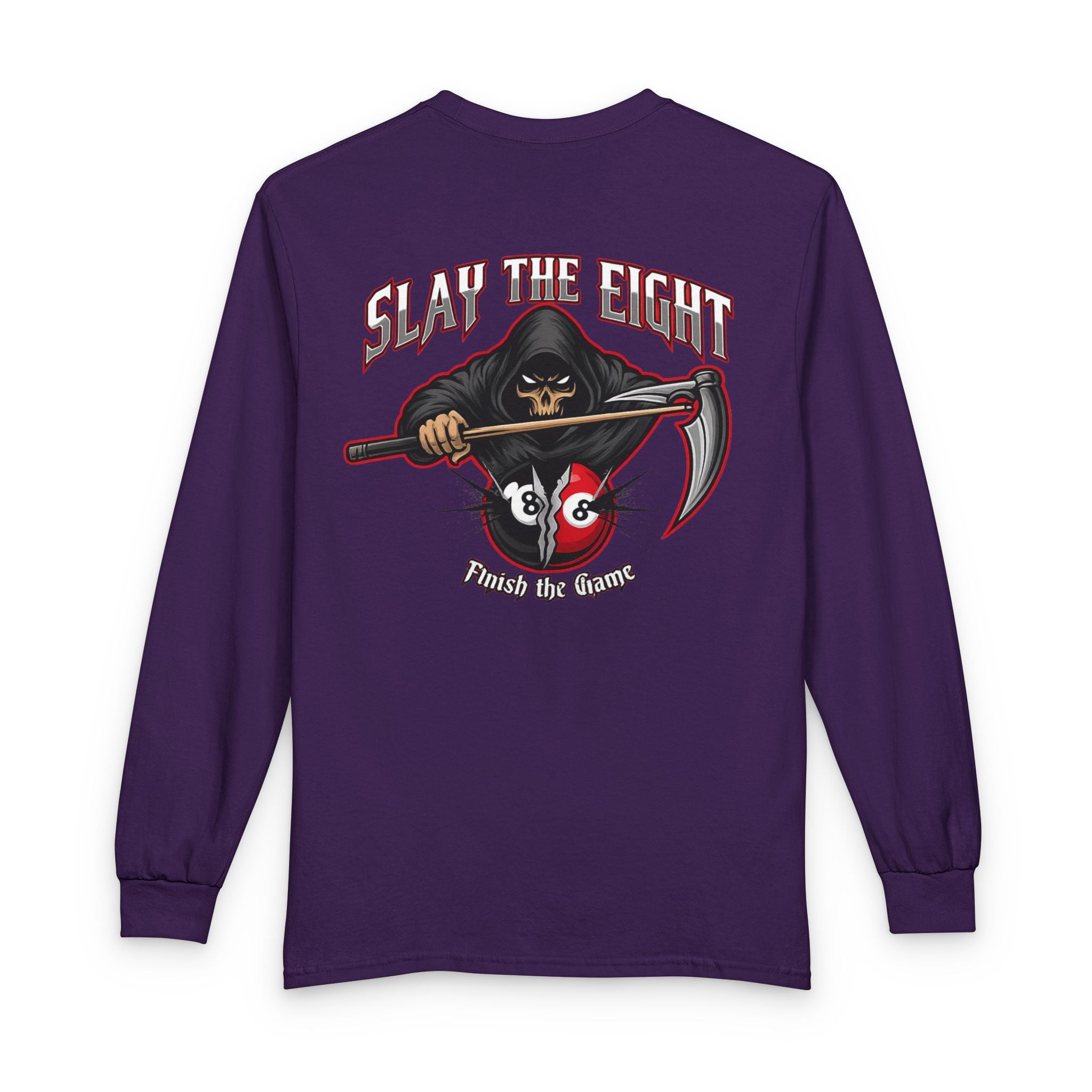 Slay the Eight Grim Reaper Billiards Gildan Long Sleeve Tee