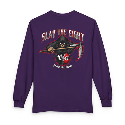 Slay the Eight Grim Reaper Billiards Gildan Long Sleeve Tee