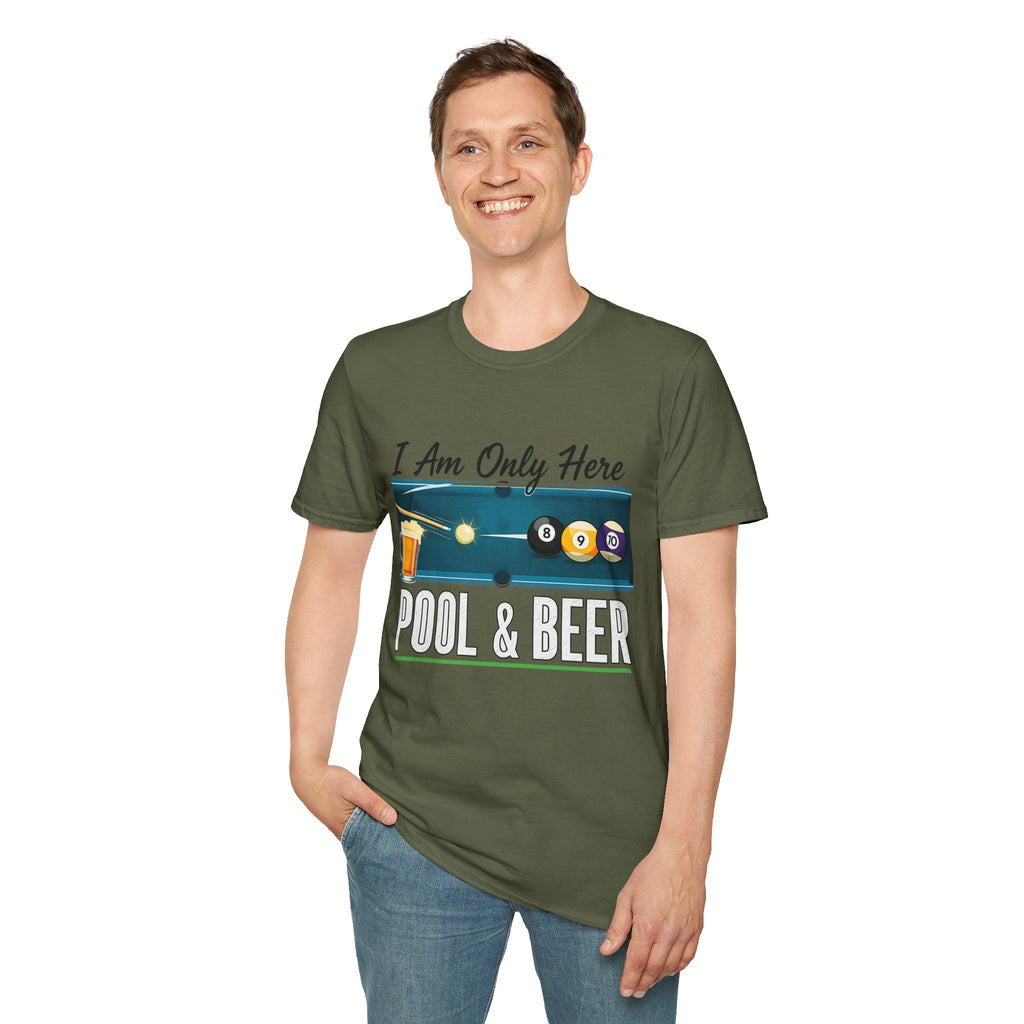 I Am Here Pool & Beer Billiards Core Line Gildan Tee