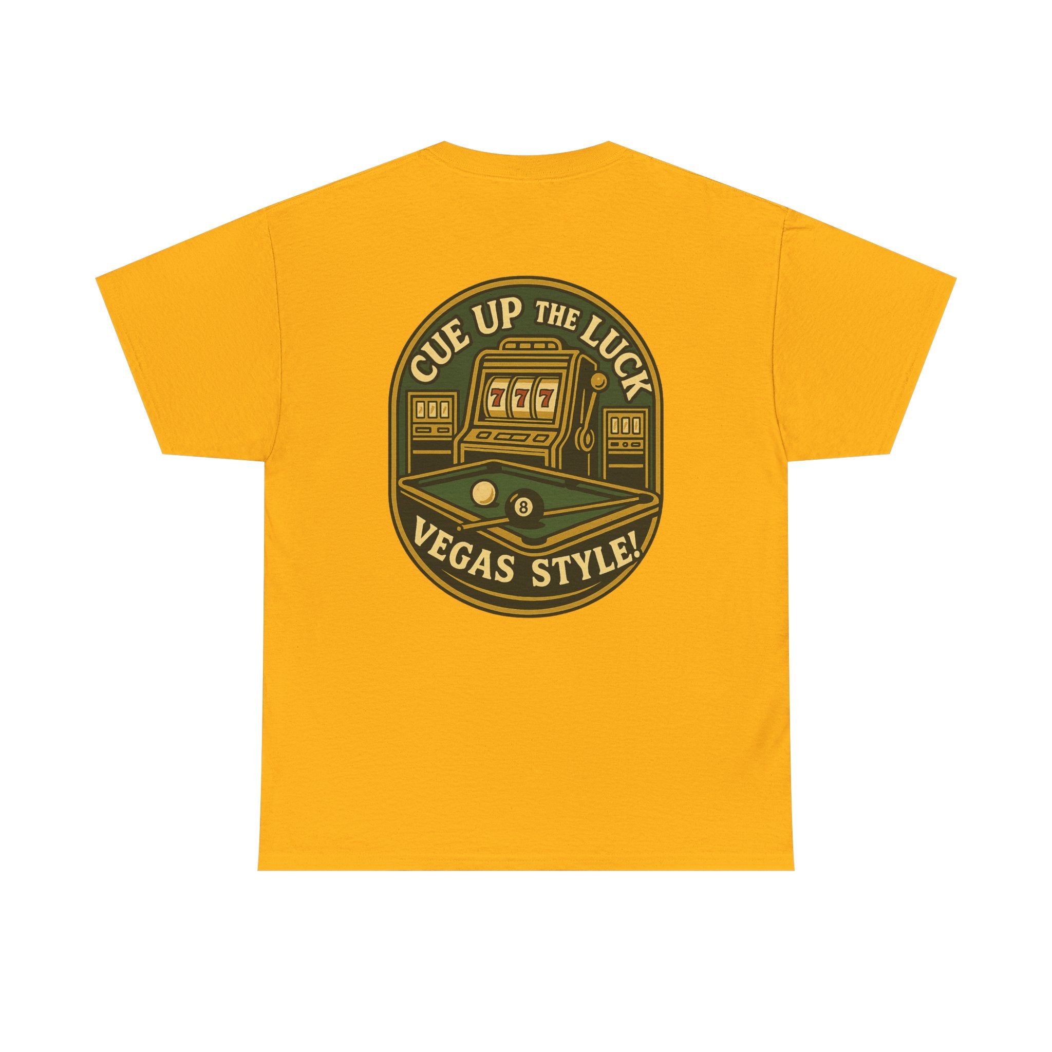 Vegas Style Billiards Tee – Cue Up the Luck 8-Ball Pool & Casino Mashup Gildan Tee