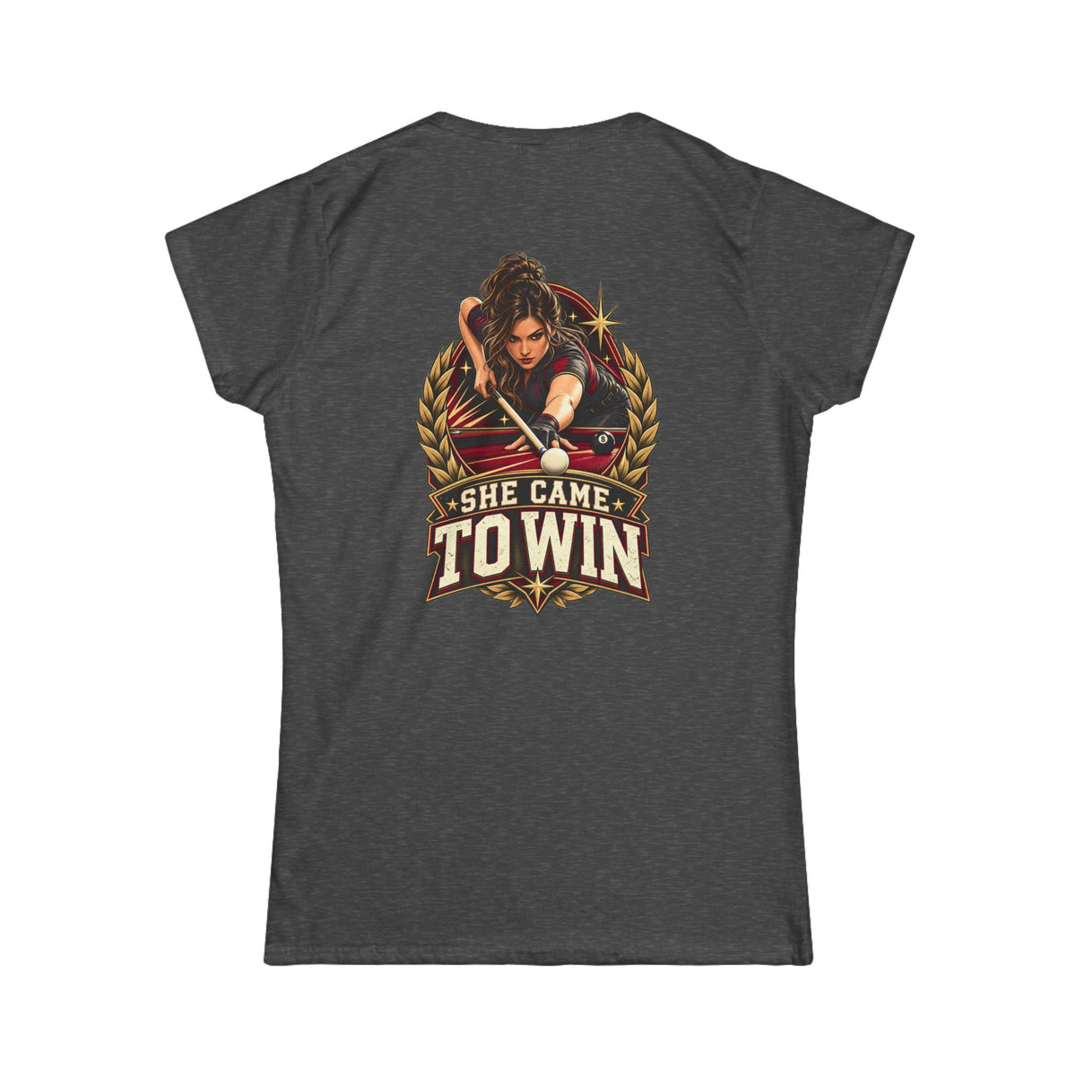 She Came To Win Women’s Billiards T-Shirt – Front & Back Pool Tee