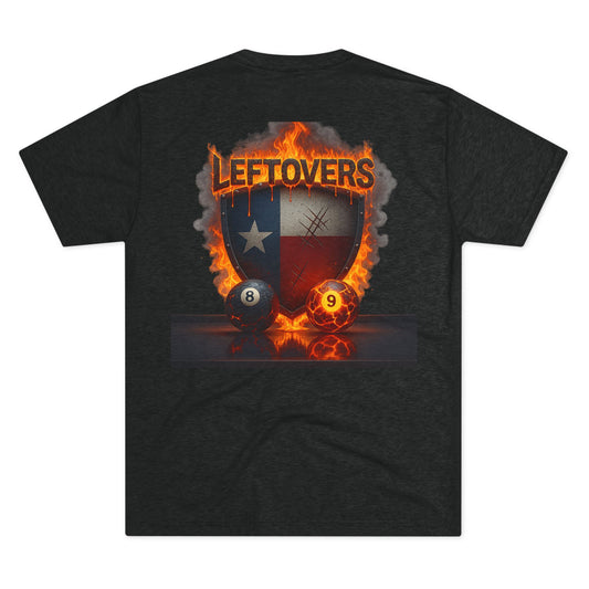 Leftovers Flaming 8-Ball Shield Next Level Tri-Blend Tee