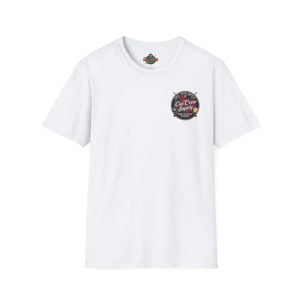 Cue Crew Supply Texas Billiards T-Shirt | Made for Texas Pool Players Graphic Tee | Front & Back Print