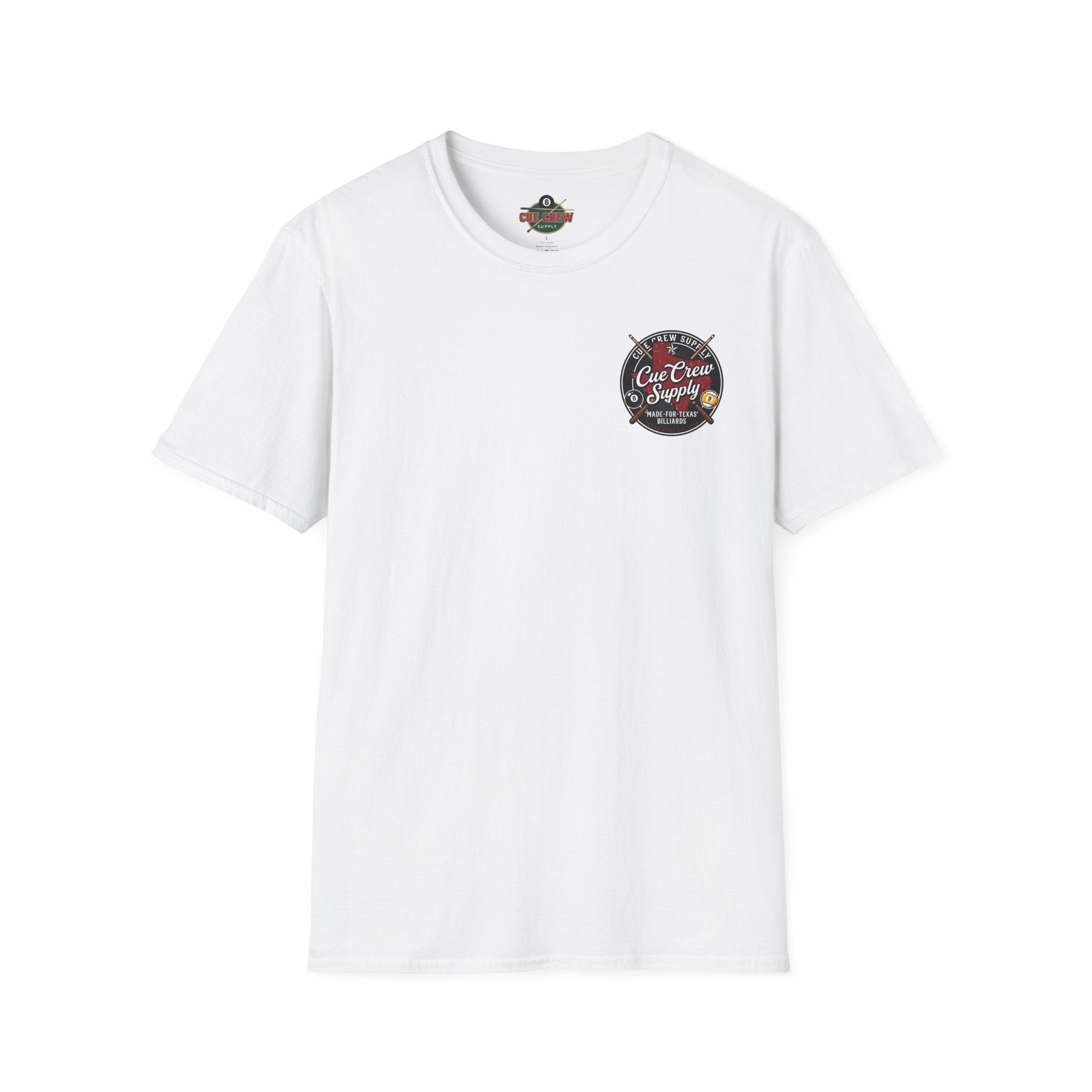 Cue Crew Supply Texas Billiards T-Shirt | Made for Texas Pool Players Graphic Tee | Front & Back Print