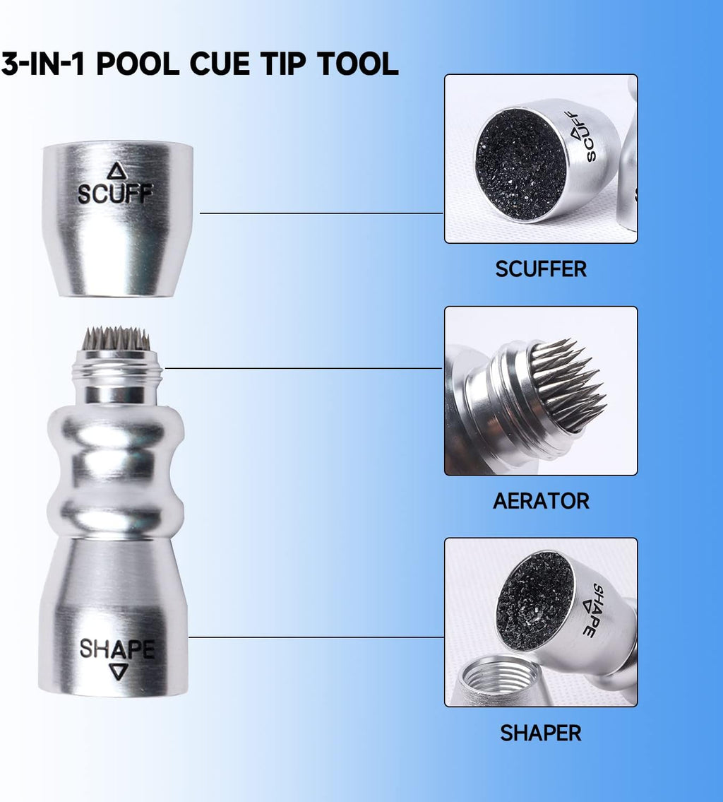 Billiard Pool Cue Tip Tool, Stick Scuffer/Shaper/Aerator Tool, Billiard Accessories