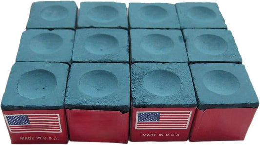 Master Billiard/Pool Cue Chalk Box, 12 Blue Cubes - Made in USA