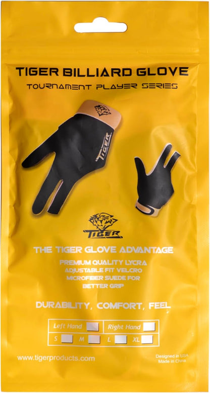 Tiger Billiard Pool Cue Glove - for Left Hand (Right-Handed Player)