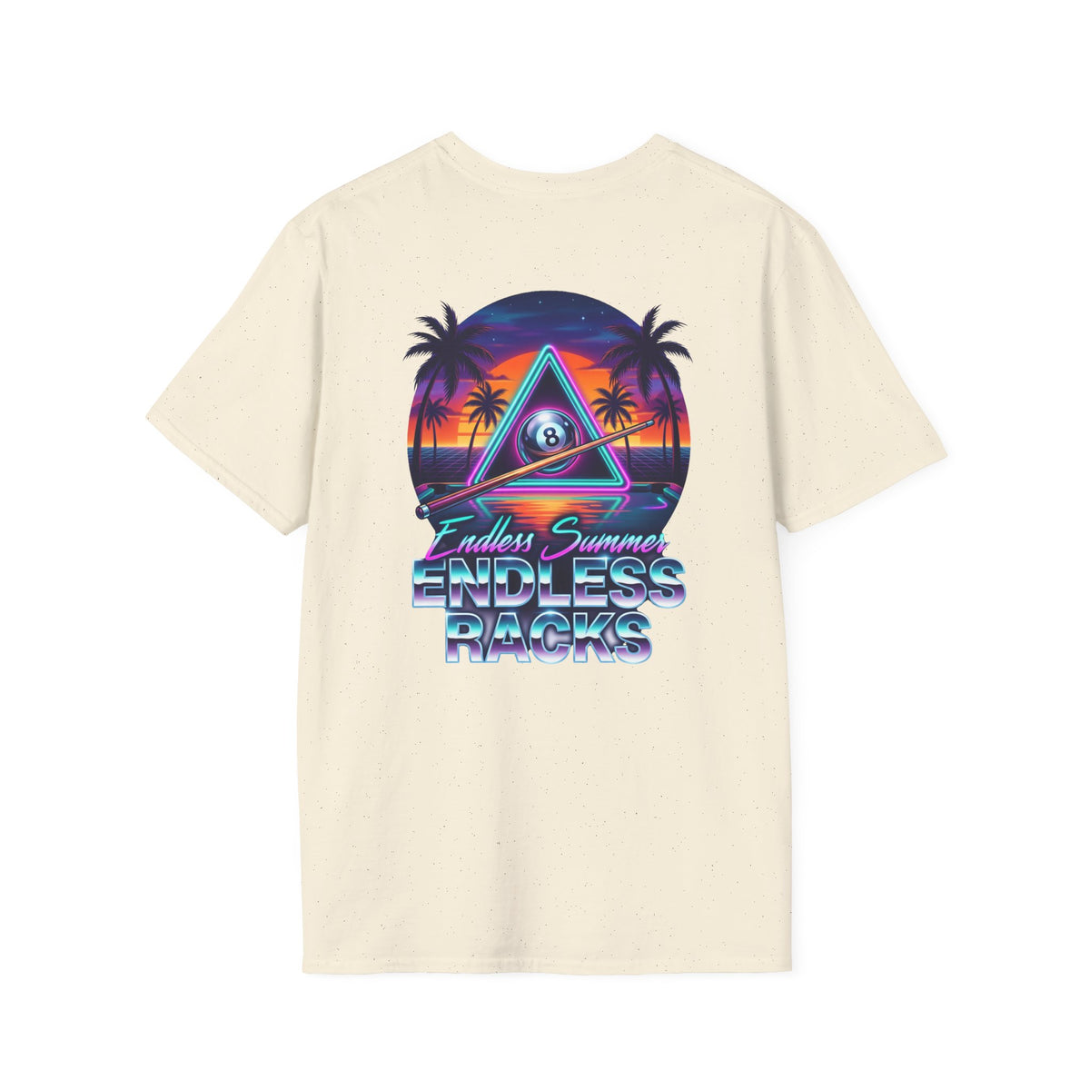 Endless Summer Endless Racks Billiards T-Shirt | Retro Sunset Pool Player Graphic Tee | Tropical 8 Ball Beach Vibes Shirt