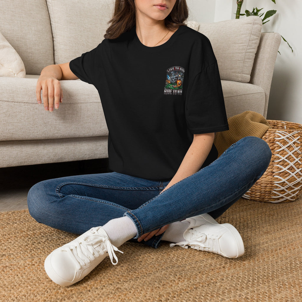Live to Ride. Ride to Win. Biker Billiards T-Shirt | Motorcycle Pool Player Graphic Tee | Front & Back Print