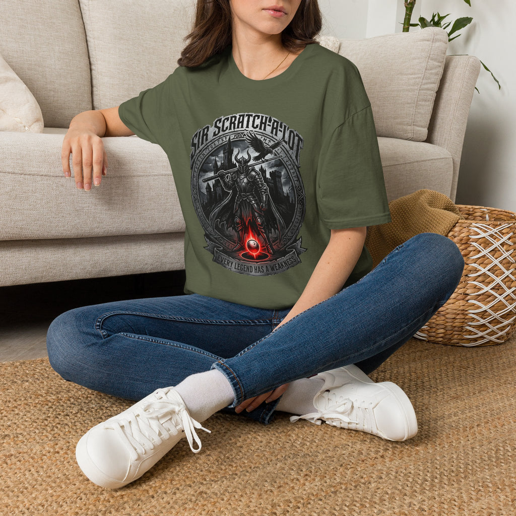 Sir Scratch-A-Lot Funny Billiards T-Shirt | Medieval Pool Knight Graphic | Front Only Print Unisex Tee