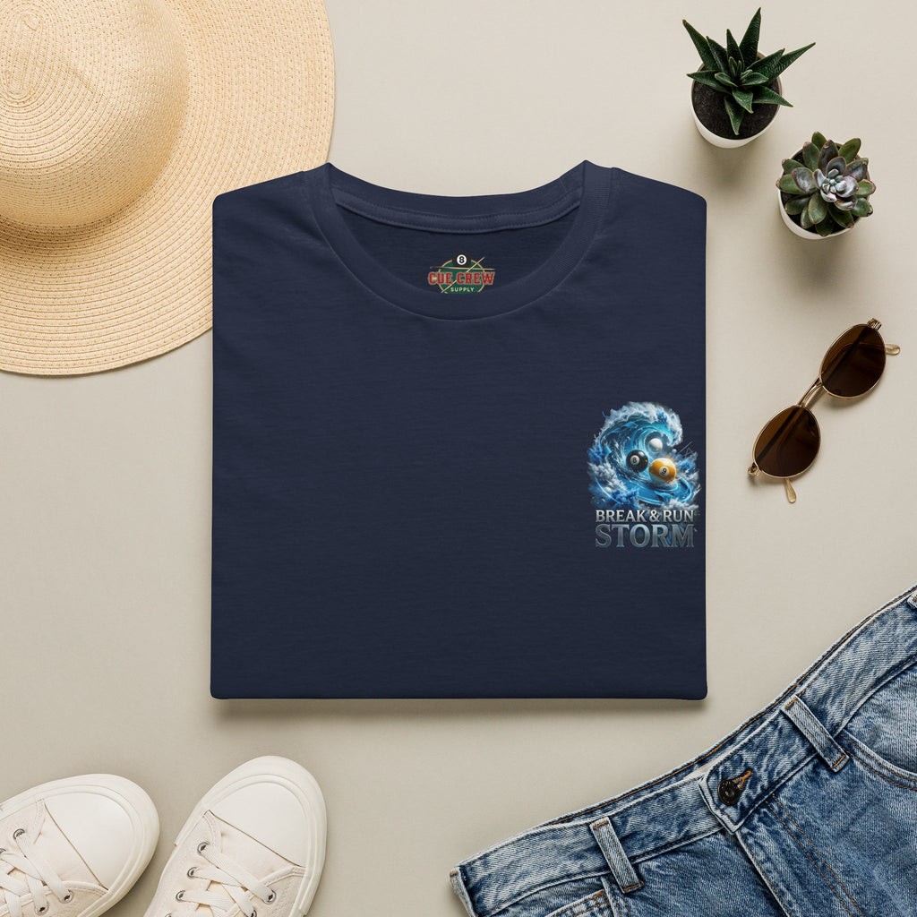 Break & Run Storm Billiards T-Shirt | Ocean Wave Pool Player Graphic Tee | Front & Back Print
