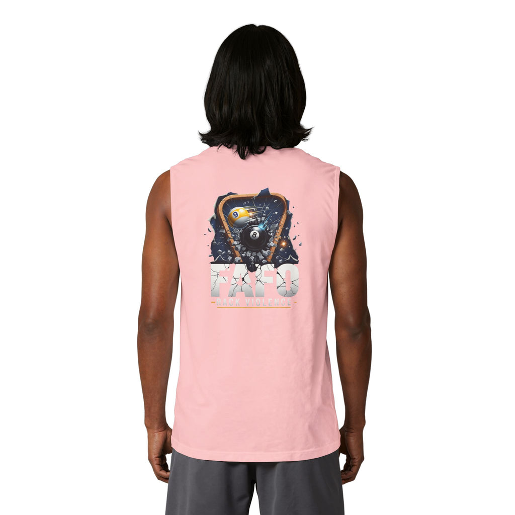 FAFO Rack Violence Billiards Muscle Tank Top | Funny Pool Player Sleeveless Gym & League Shirt | Front & Back Print