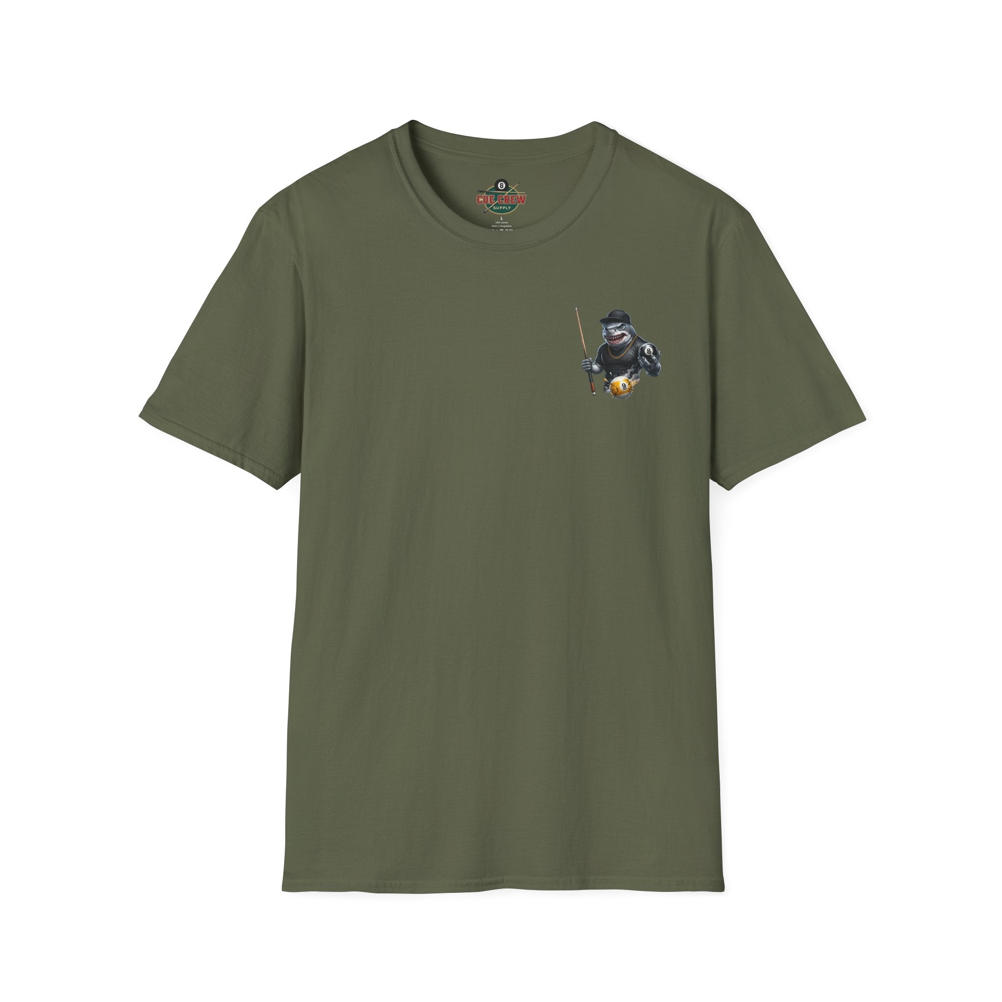 Pool Hall Predator Shark Billiards T-Shirt | Front & Back Print Gangster 8 Ball & Breaking 9 Ball Graphic Unisex Tee