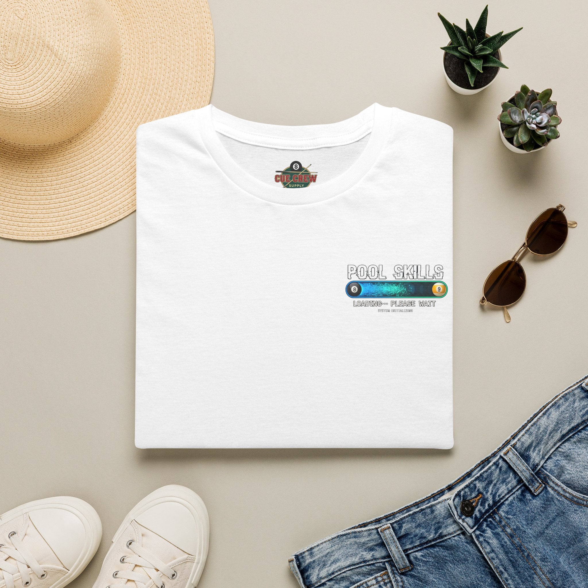 Pool Skills Loading Funny Billiards T-Shirt | Gamer Style Pool Player Graphic Tee | Front & Back Print