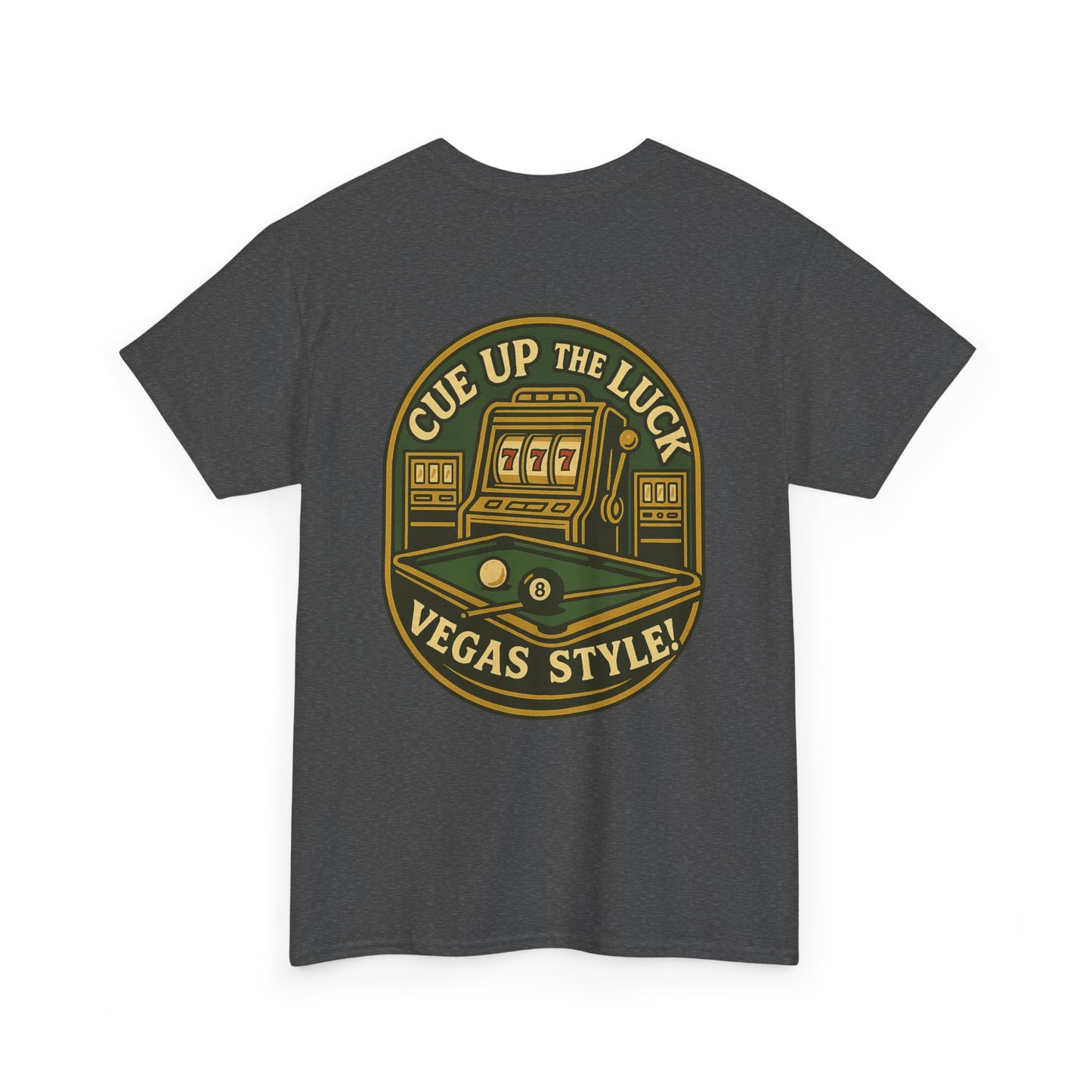 Vegas Style Billiards Tee – Cue Up the Luck 8-Ball Pool & Casino Mashup Gildan Tee