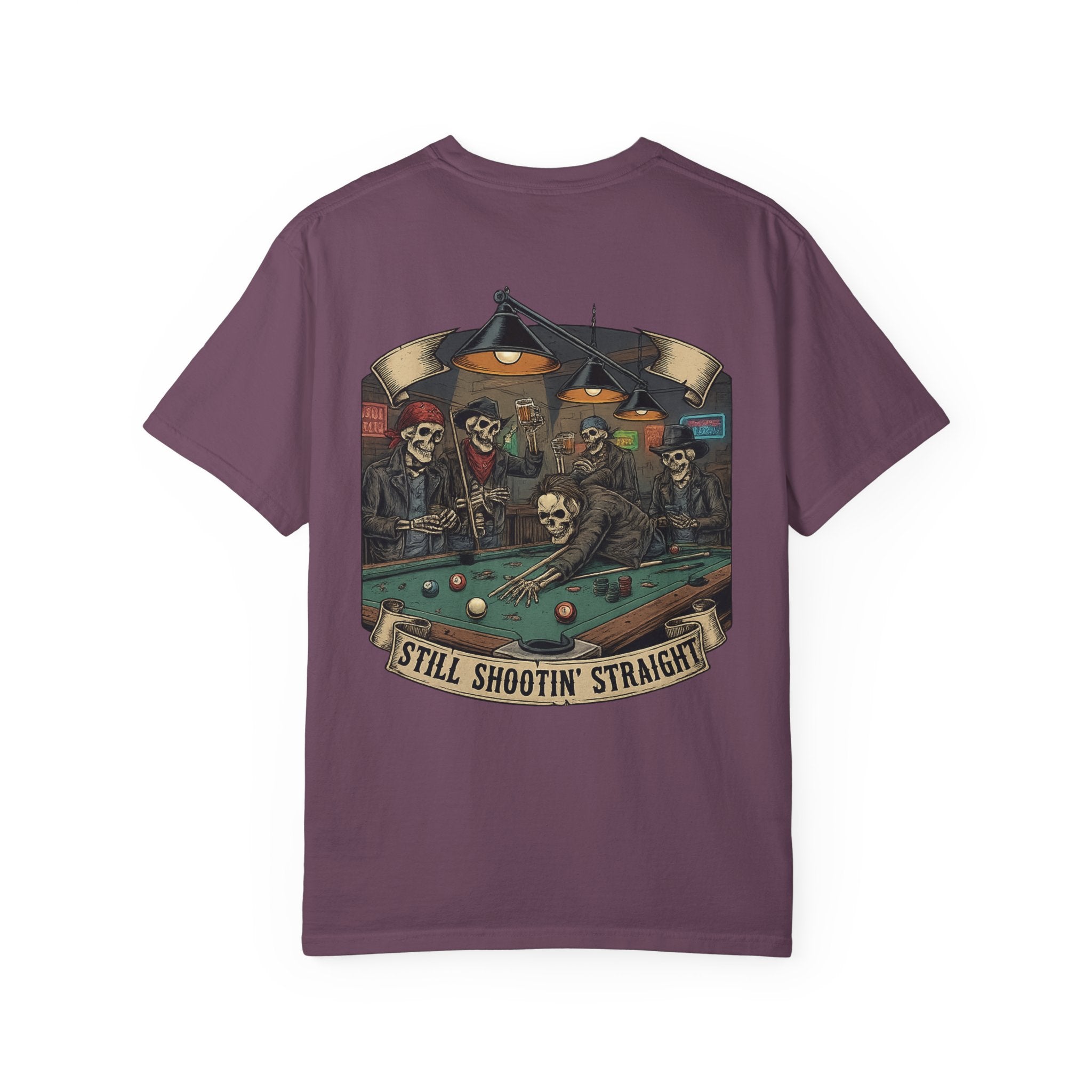 Still Shootin' Straight Pool Skeleton Comfort Colors Tee