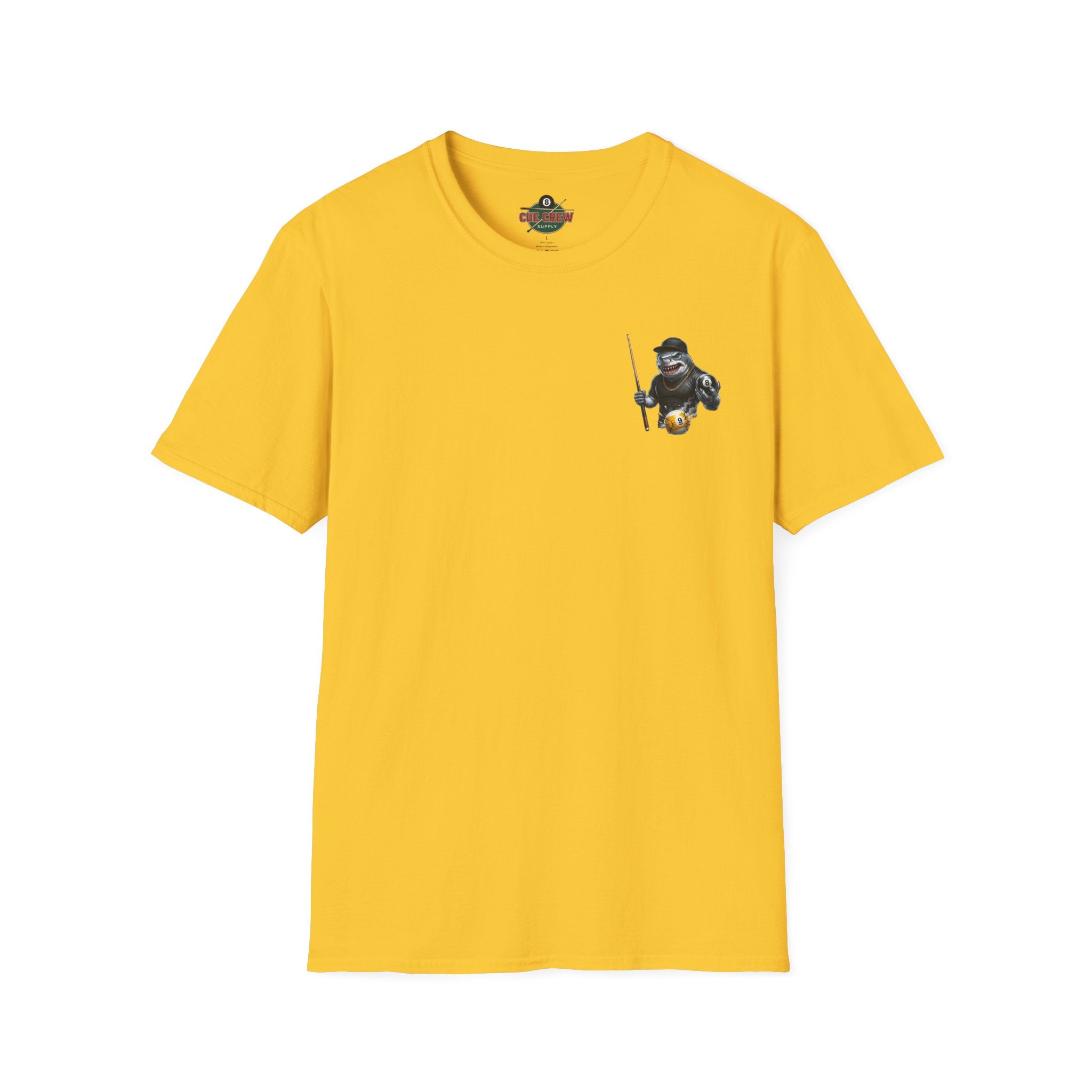 Pool Hall Predator Shark Billiards T-Shirt | Front & Back Print Gangster 8 Ball & Breaking 9 Ball Graphic Unisex Tee