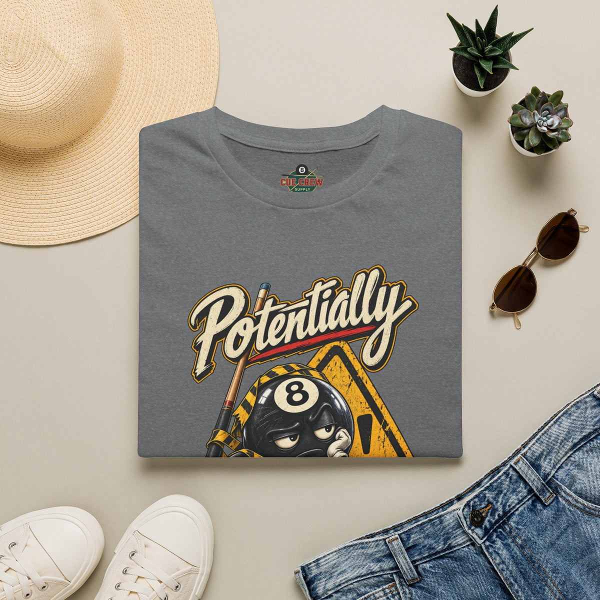 Potentially Dangerous – Funny 8-Ball Billiards T-Shirt – Pool Player Tee