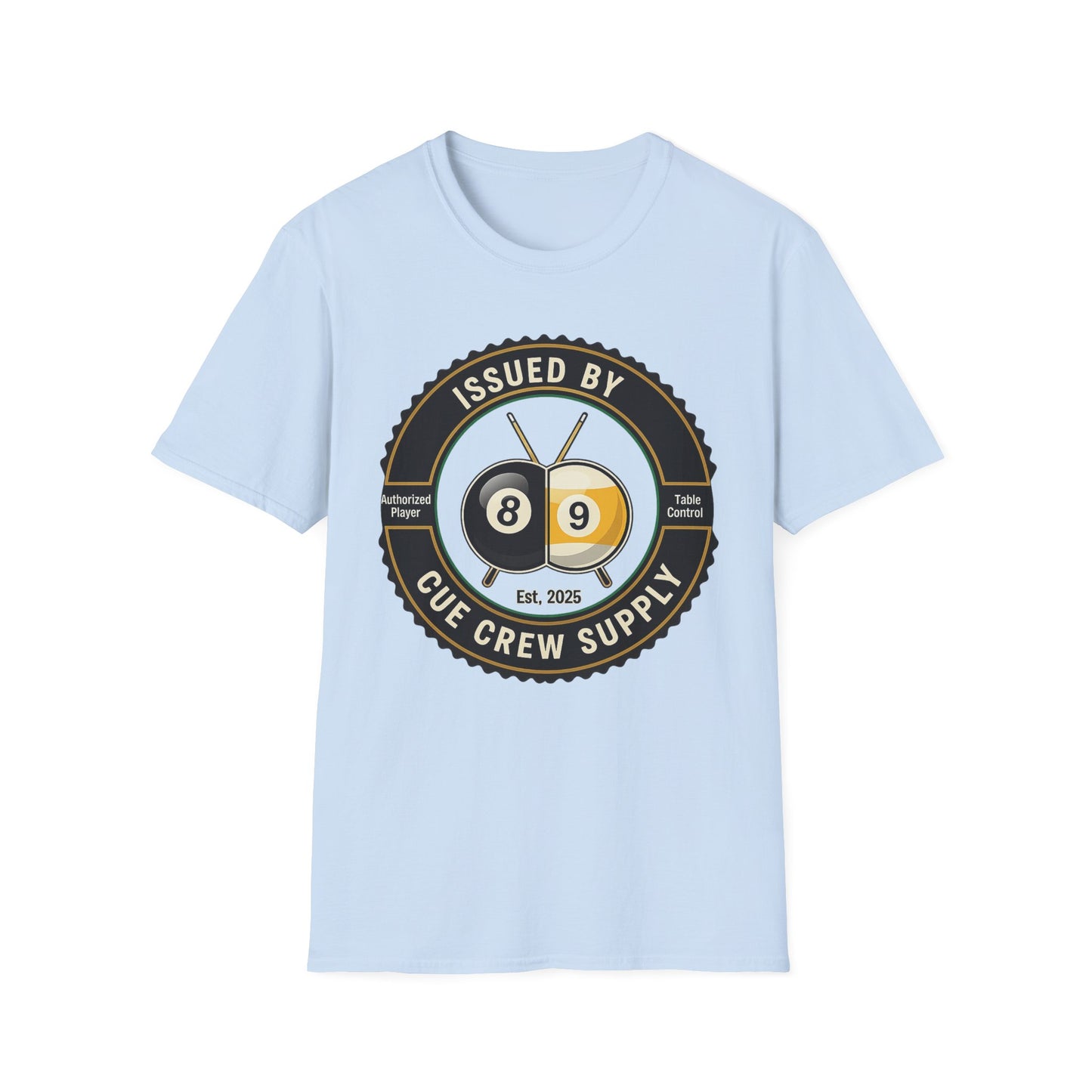 Issued By Cue Crew Supply V3 Core Line Billiards Gildan Tee