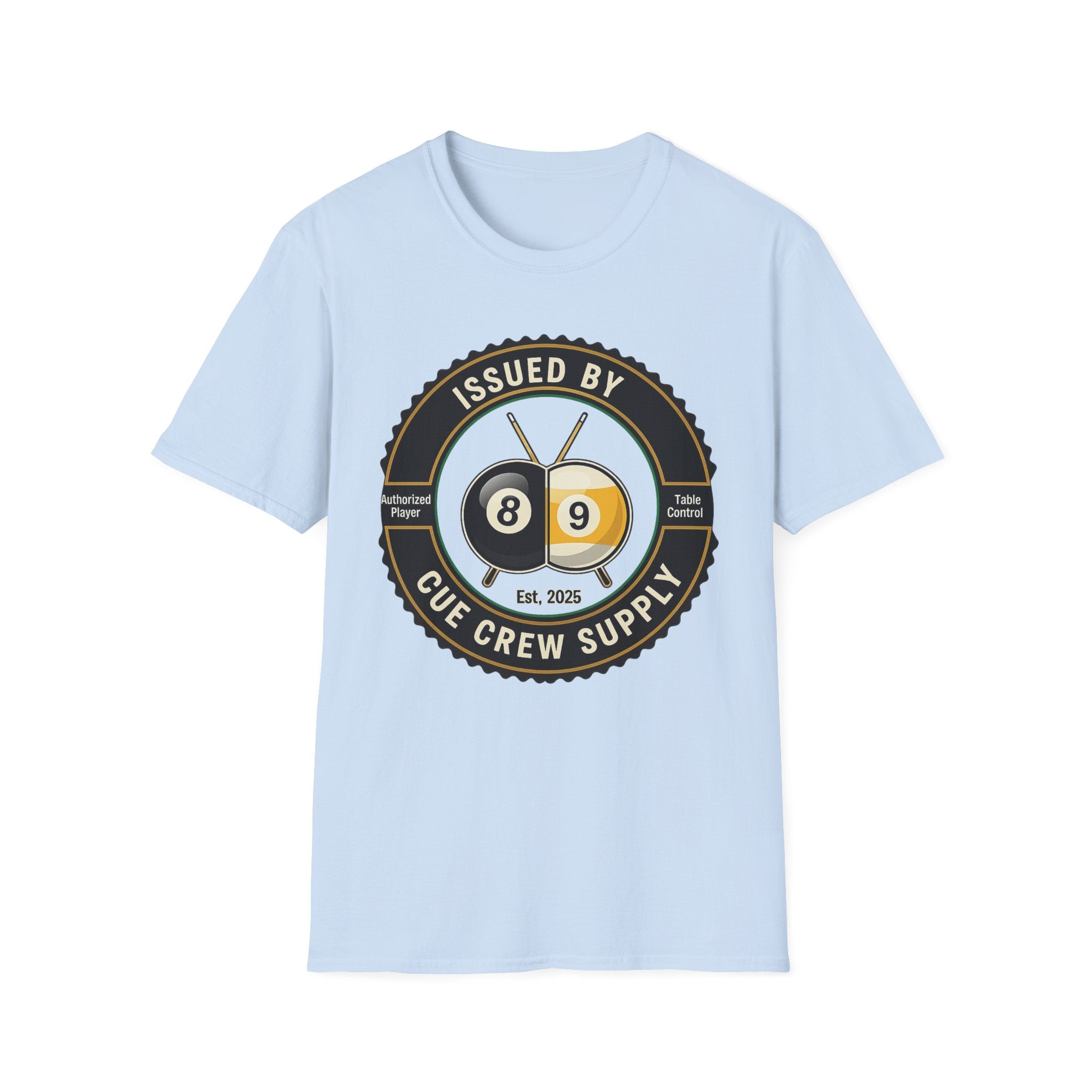 Issued By Cue Crew Supply V3 Core Line Billiards Gildan Tee