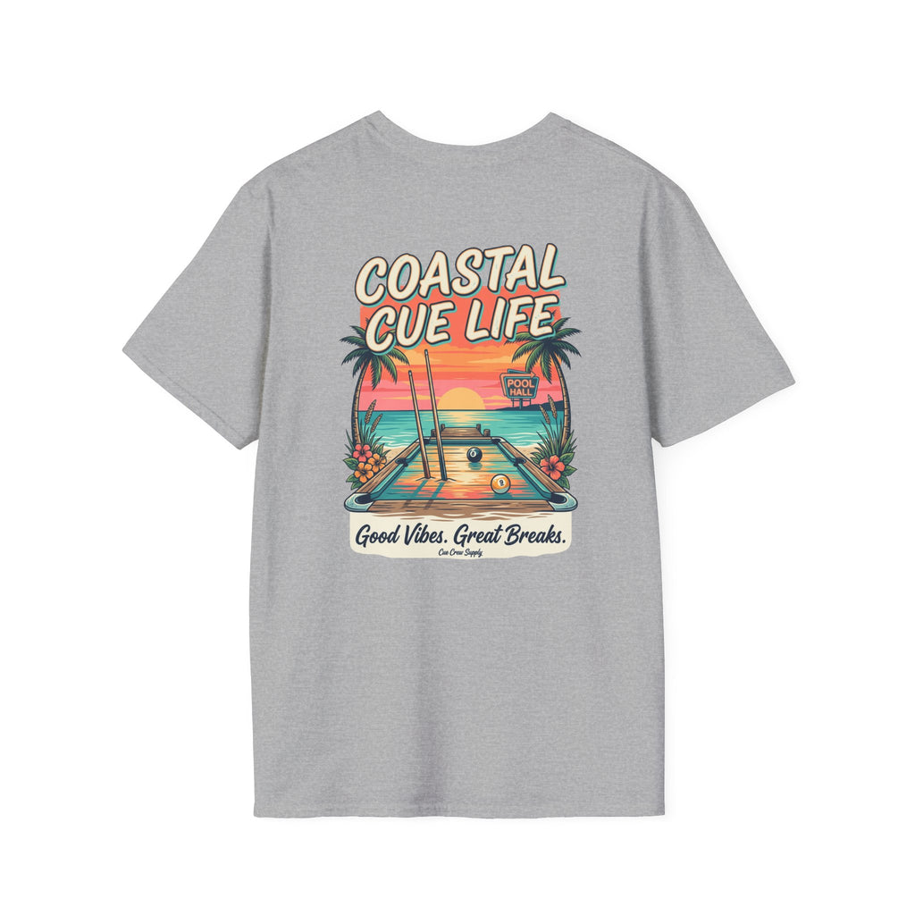 Coastal Cue Life Pool Player T-Shirt | Beach Billiards Graphic Tee | Unisex Softstyle Tee