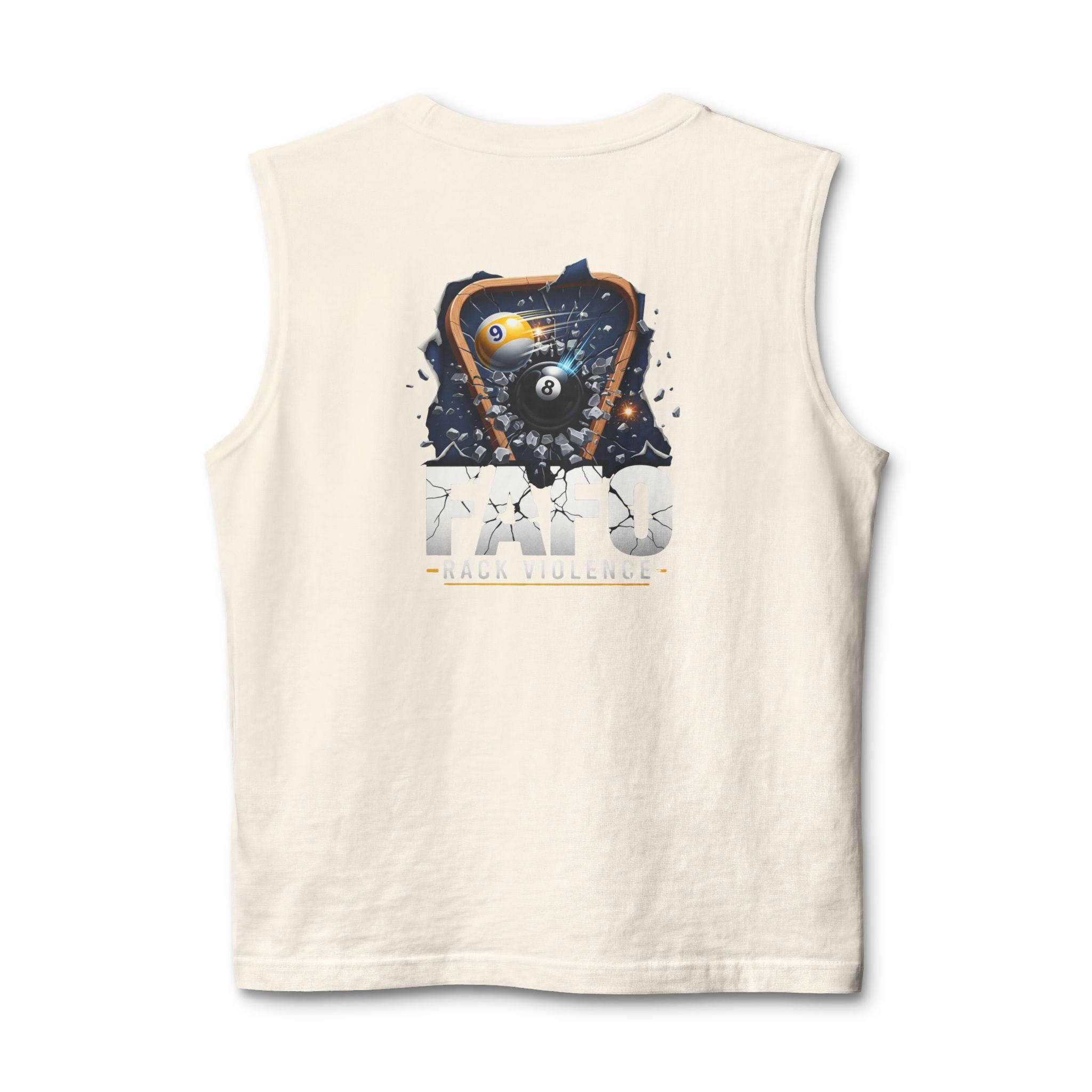 FAFO Rack Violence Billiards Muscle Tank Top | Funny Pool Player Sleeveless Gym & League Shirt | Front & Back Print